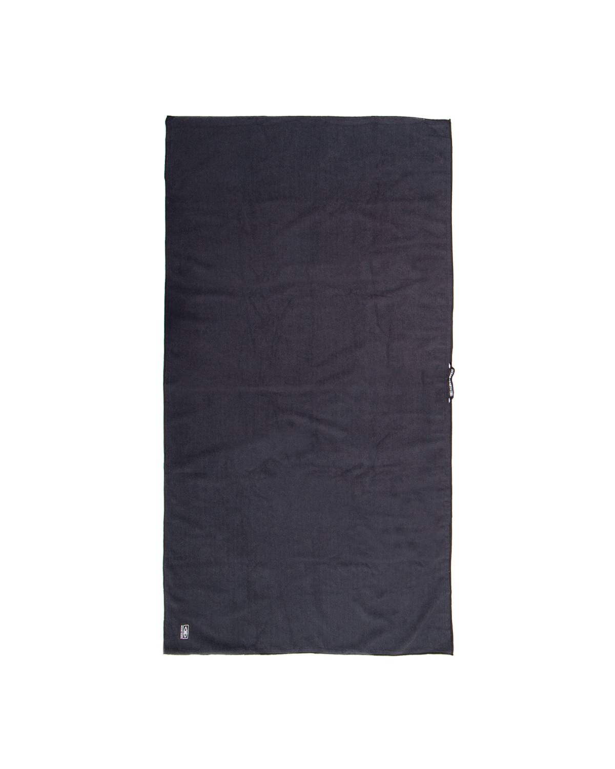 Full view of black travel towel