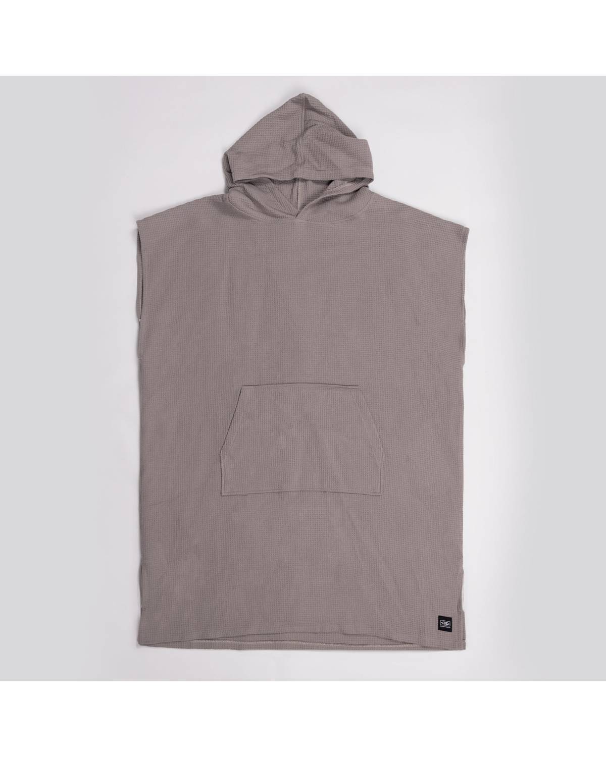 Mens Waffle Poncho Fog Full View
