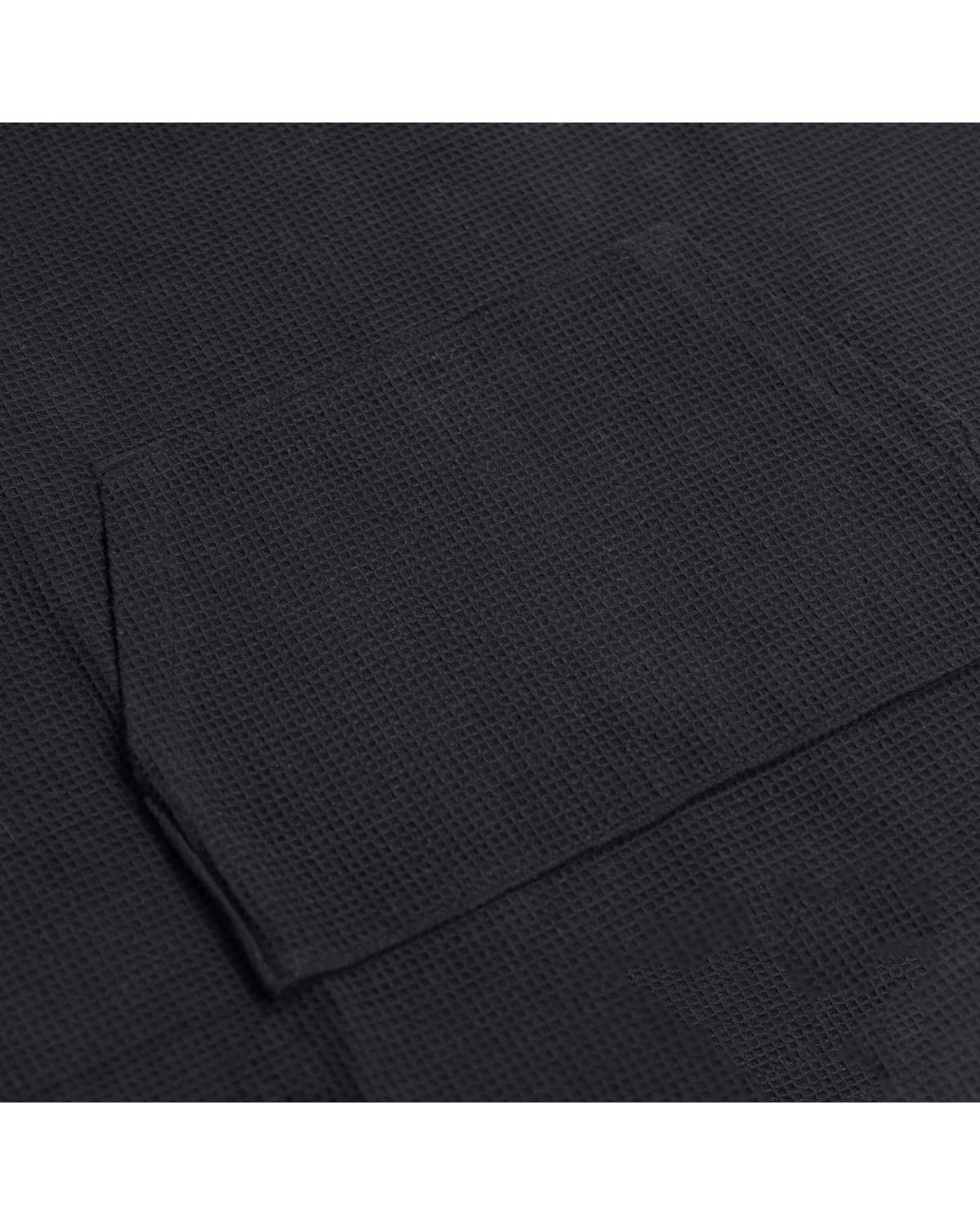 Mens Waffle Poncho Black Pocket