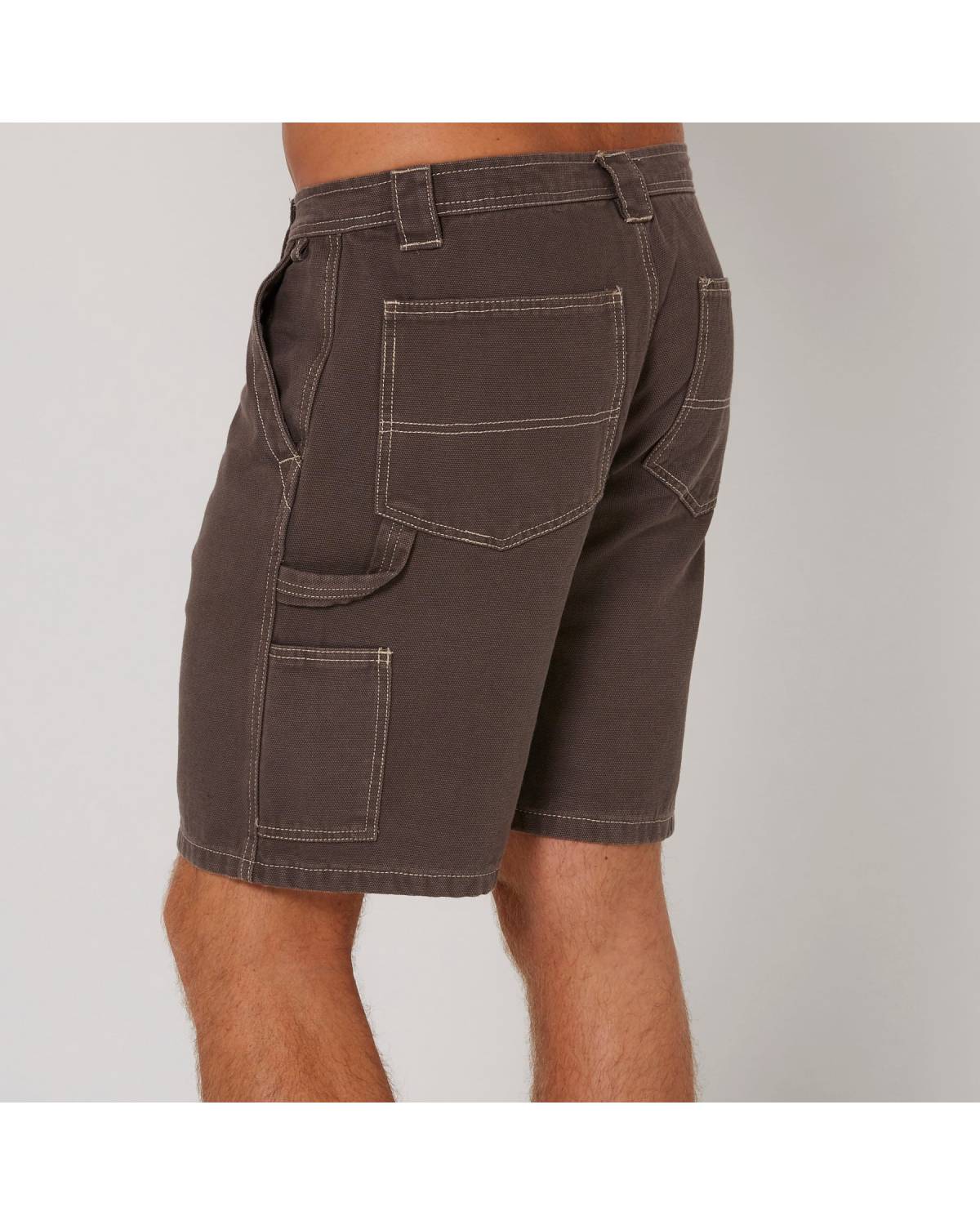 Side view of grey shorts