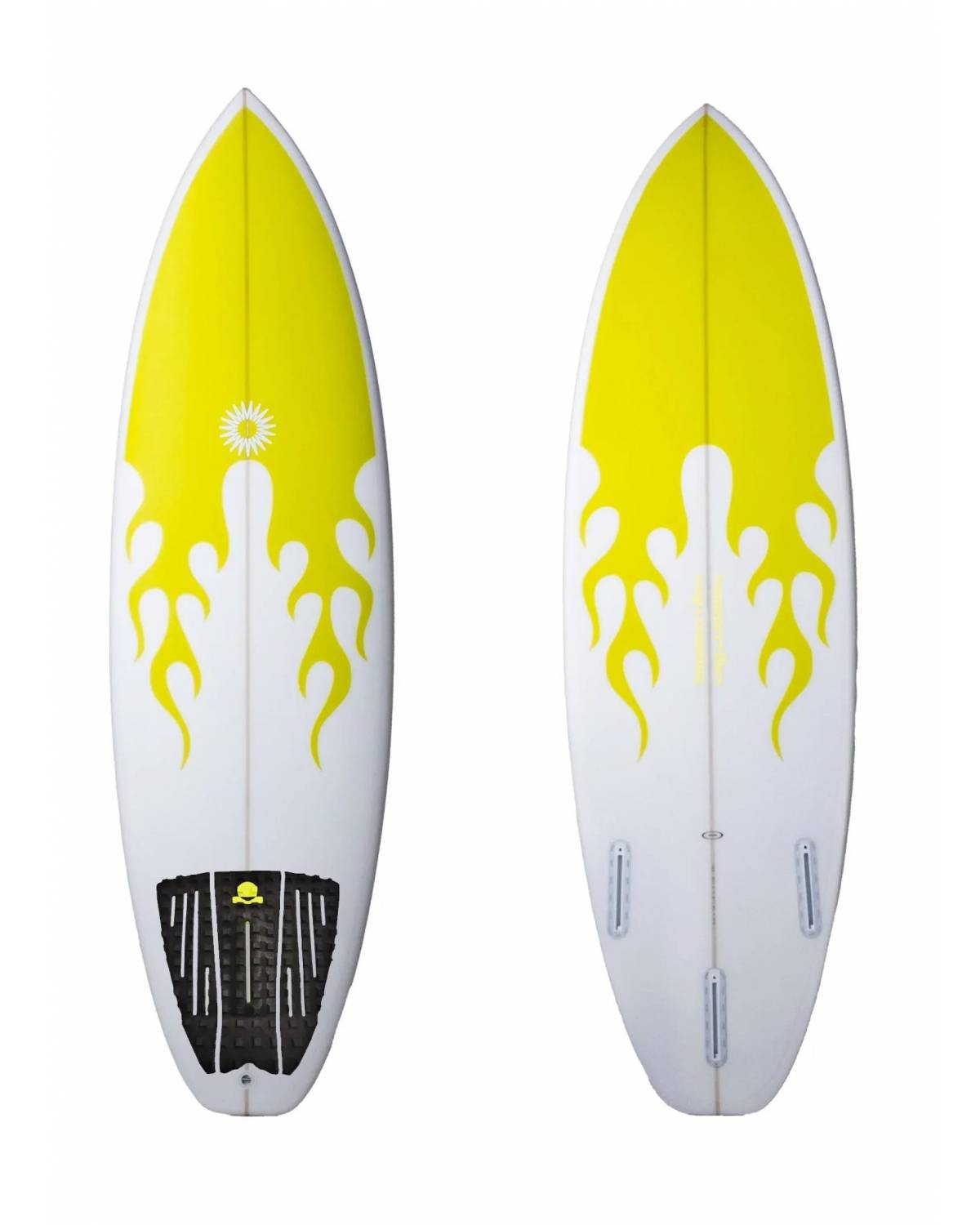 Summer vibes Session 3-Piece GROM SIZE surfboard deck grip traction tail pad - Yellow - Summer vibes