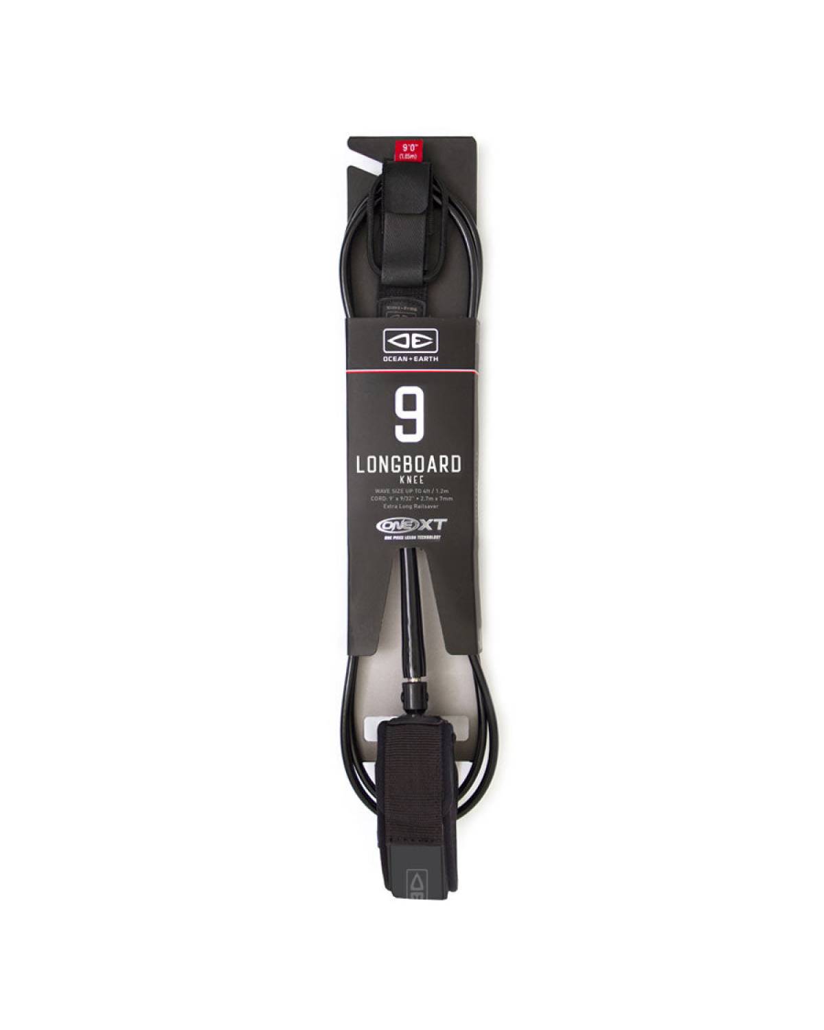 Black Longboard Knee Leash Packaged