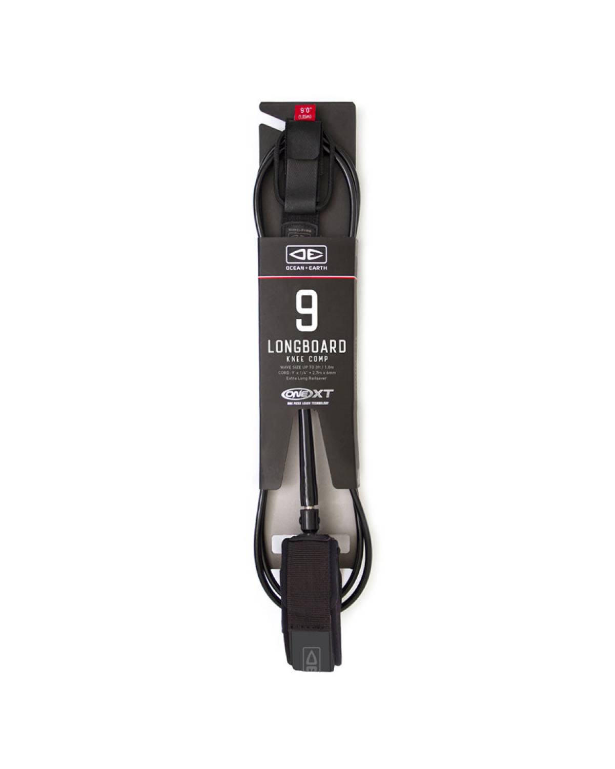Black Longboard Knee Comp Leash Packaged