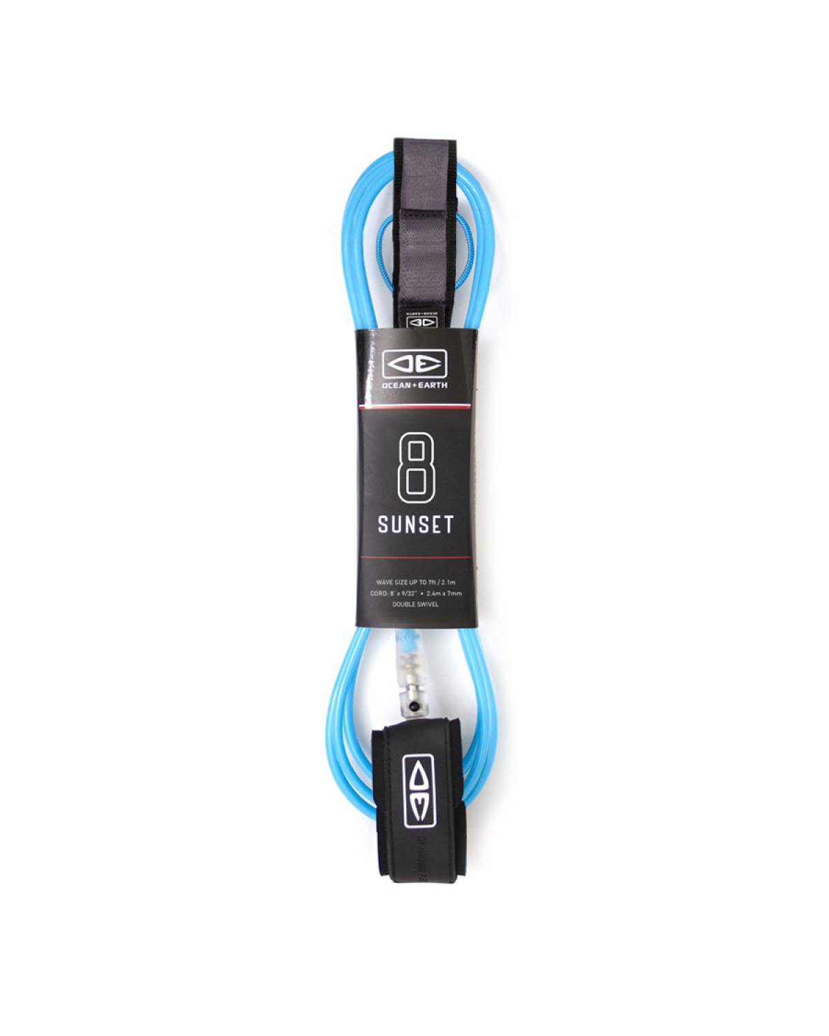 Blue surfboard leash packaged
