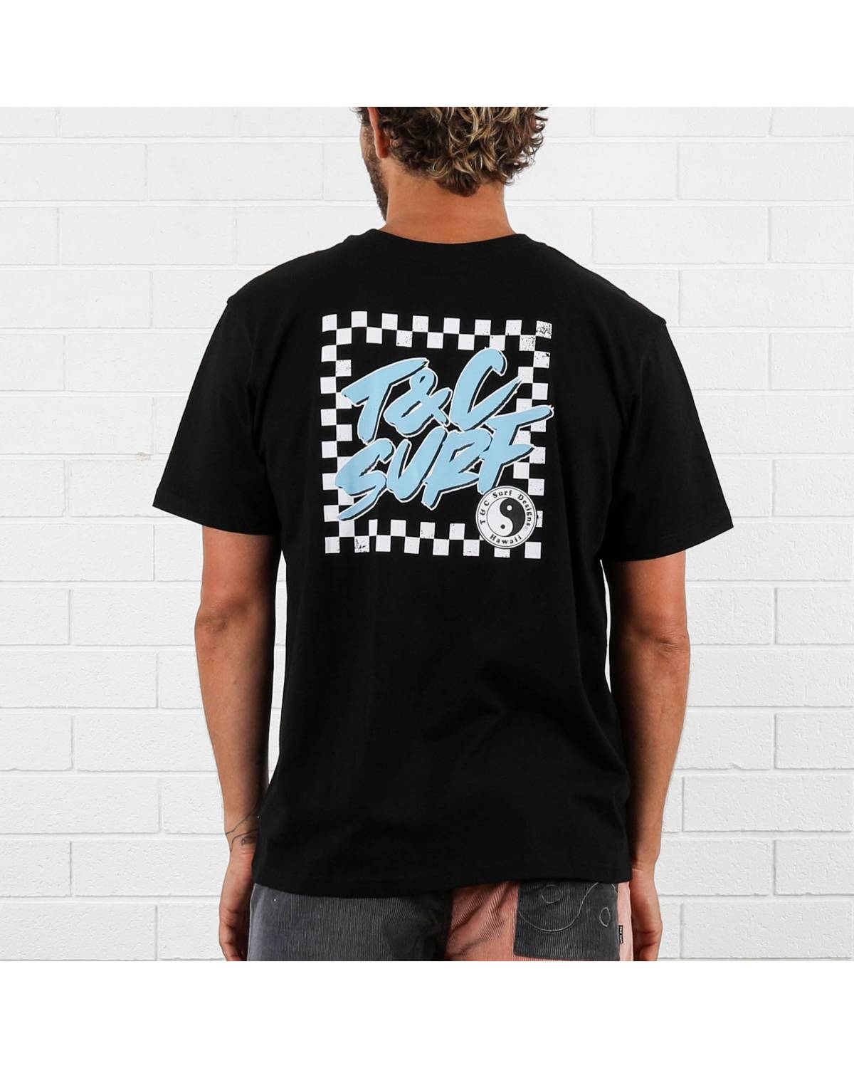 Border Check Tee - Black/Ice