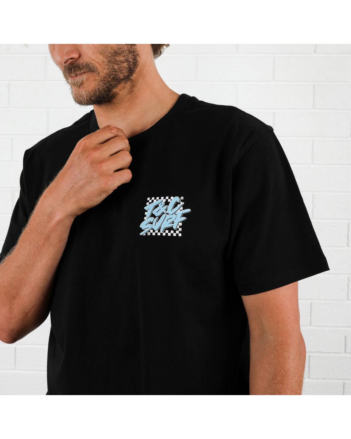 Border Check Tee - Black/Ice