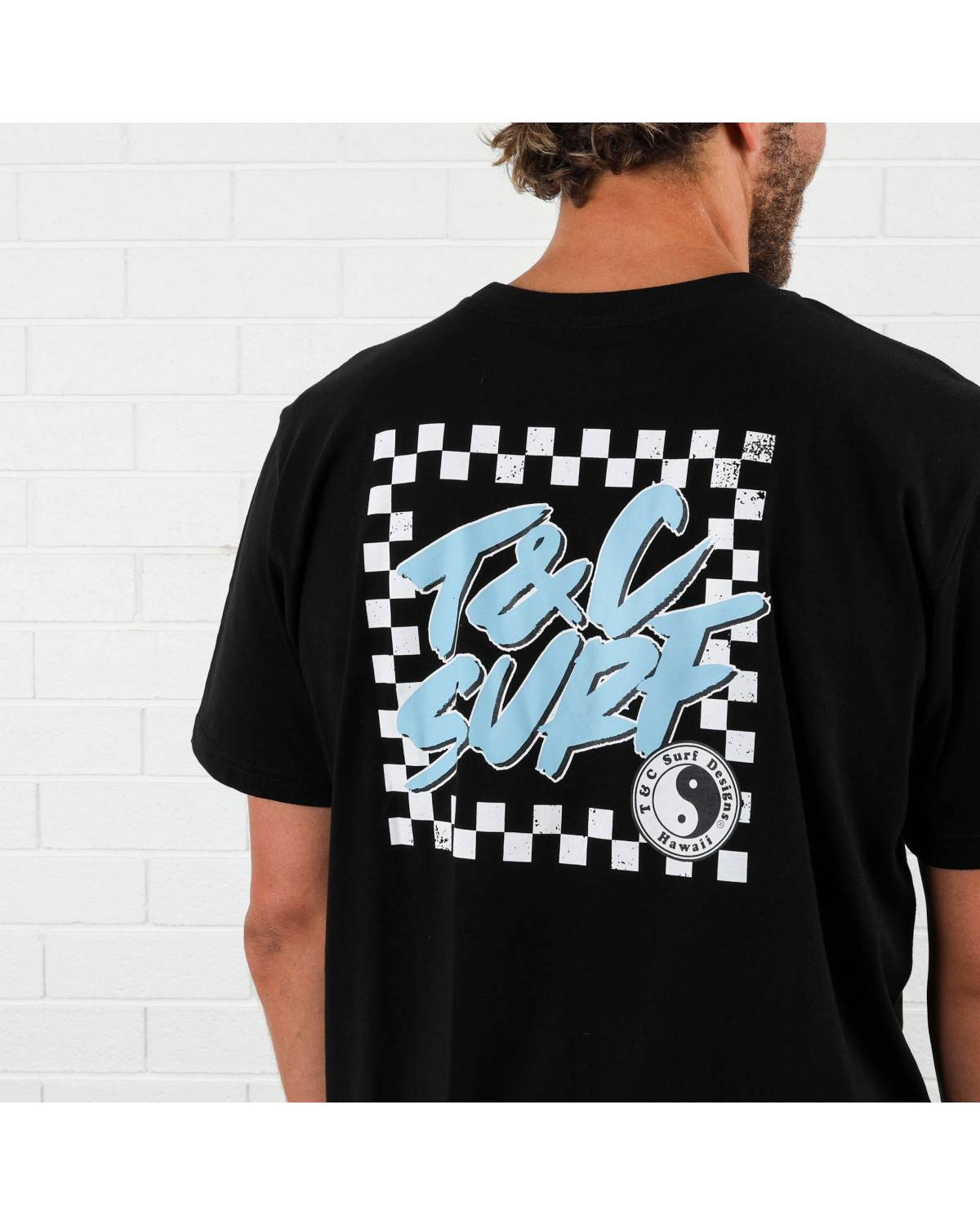 Border Check Tee - Black/Ice