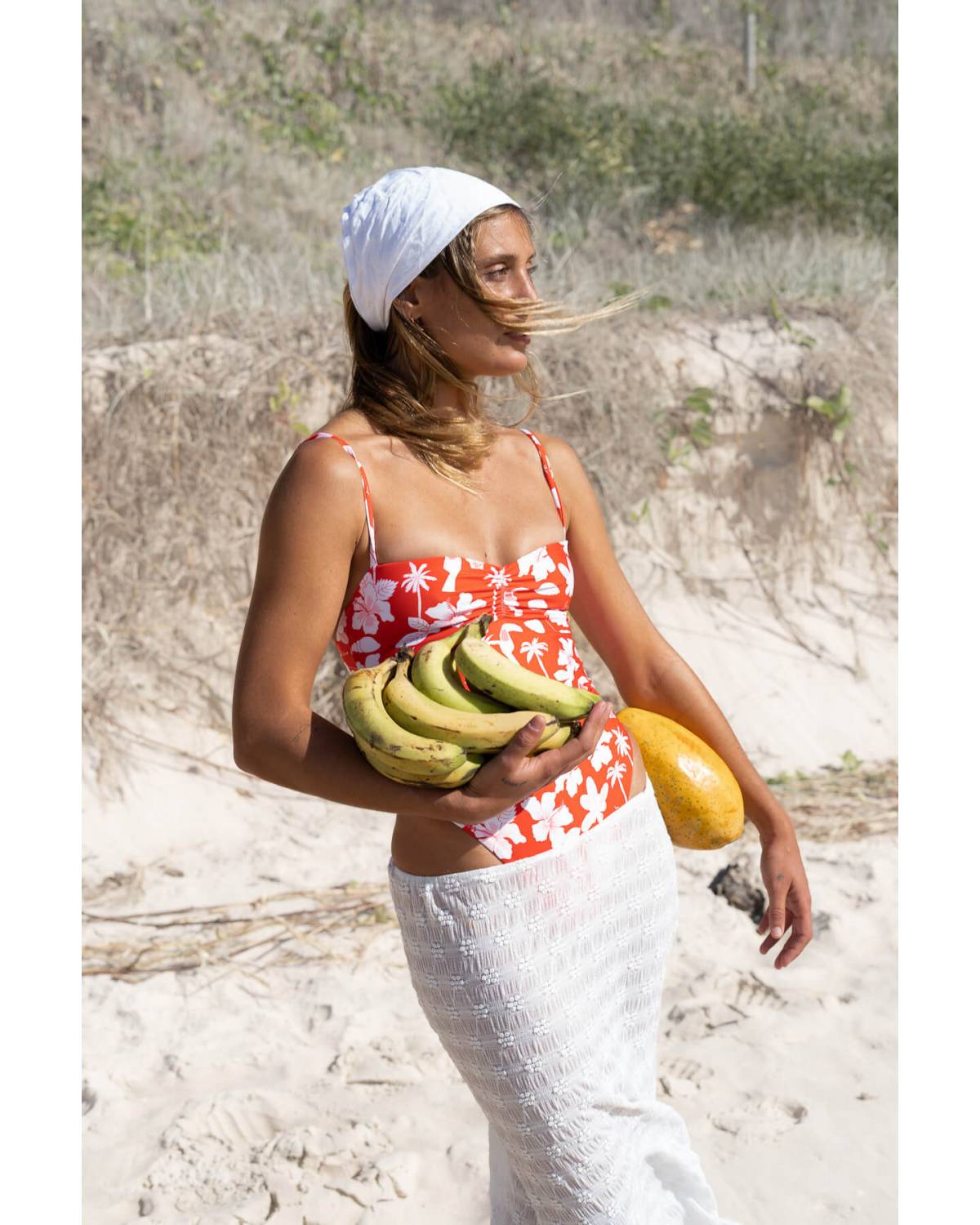 Lifestyle with fruit on beach