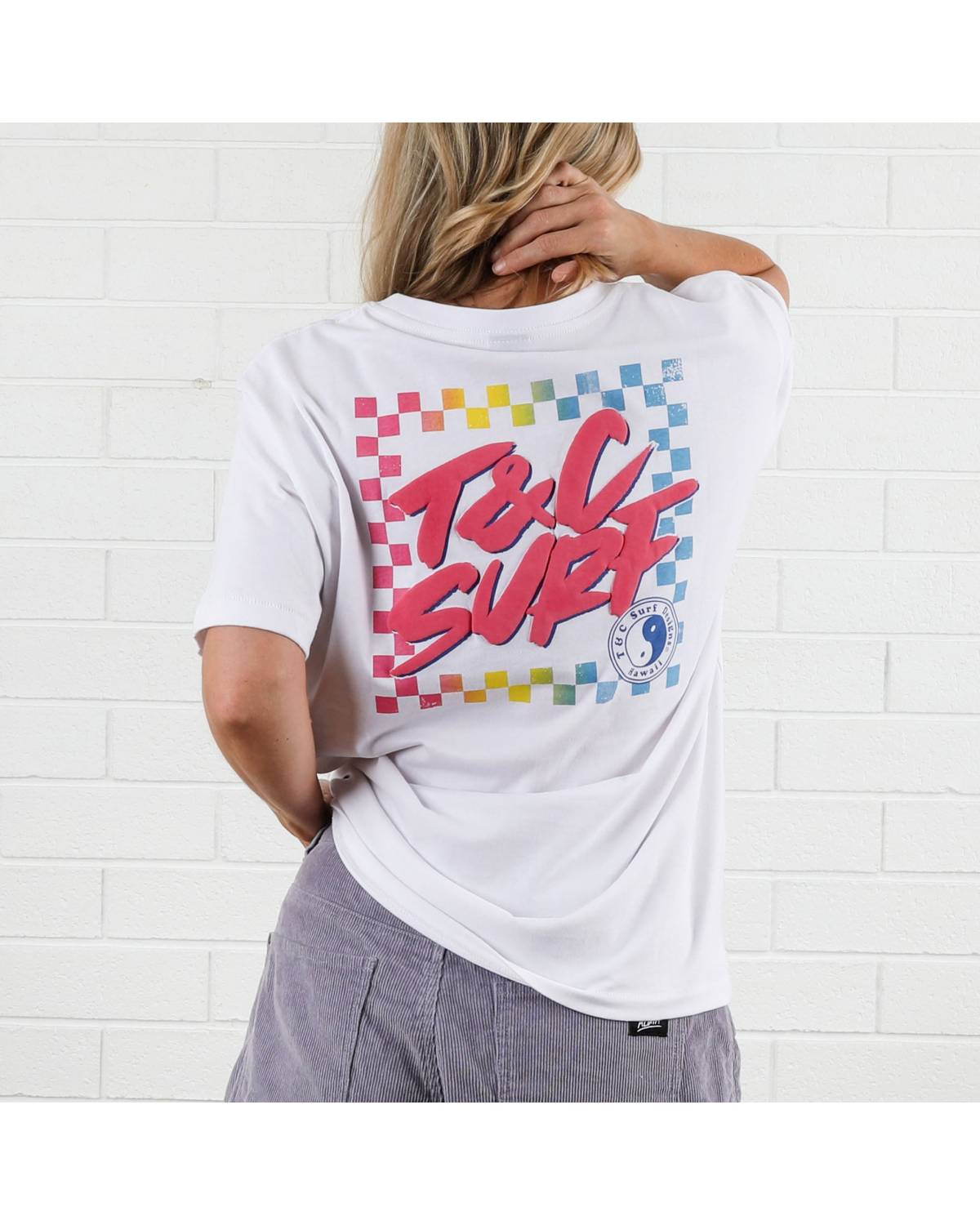 Border Check Tee - Puff - White