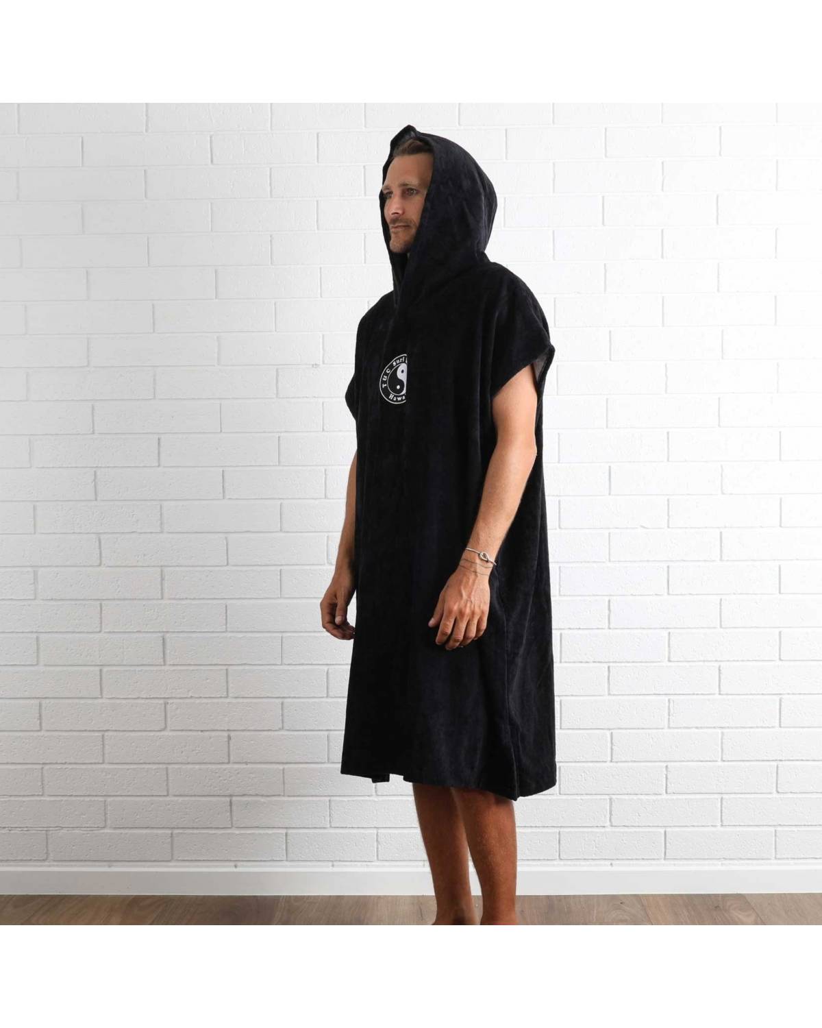 Yin Yang Hooded Towel - Black
