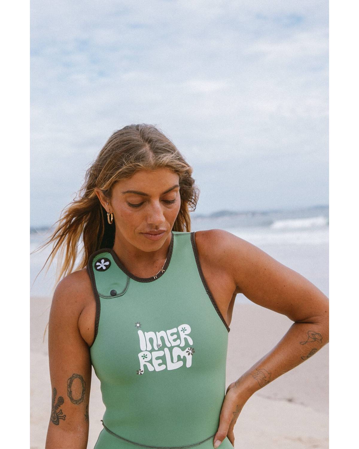 Brown wetsuit shoulder detail