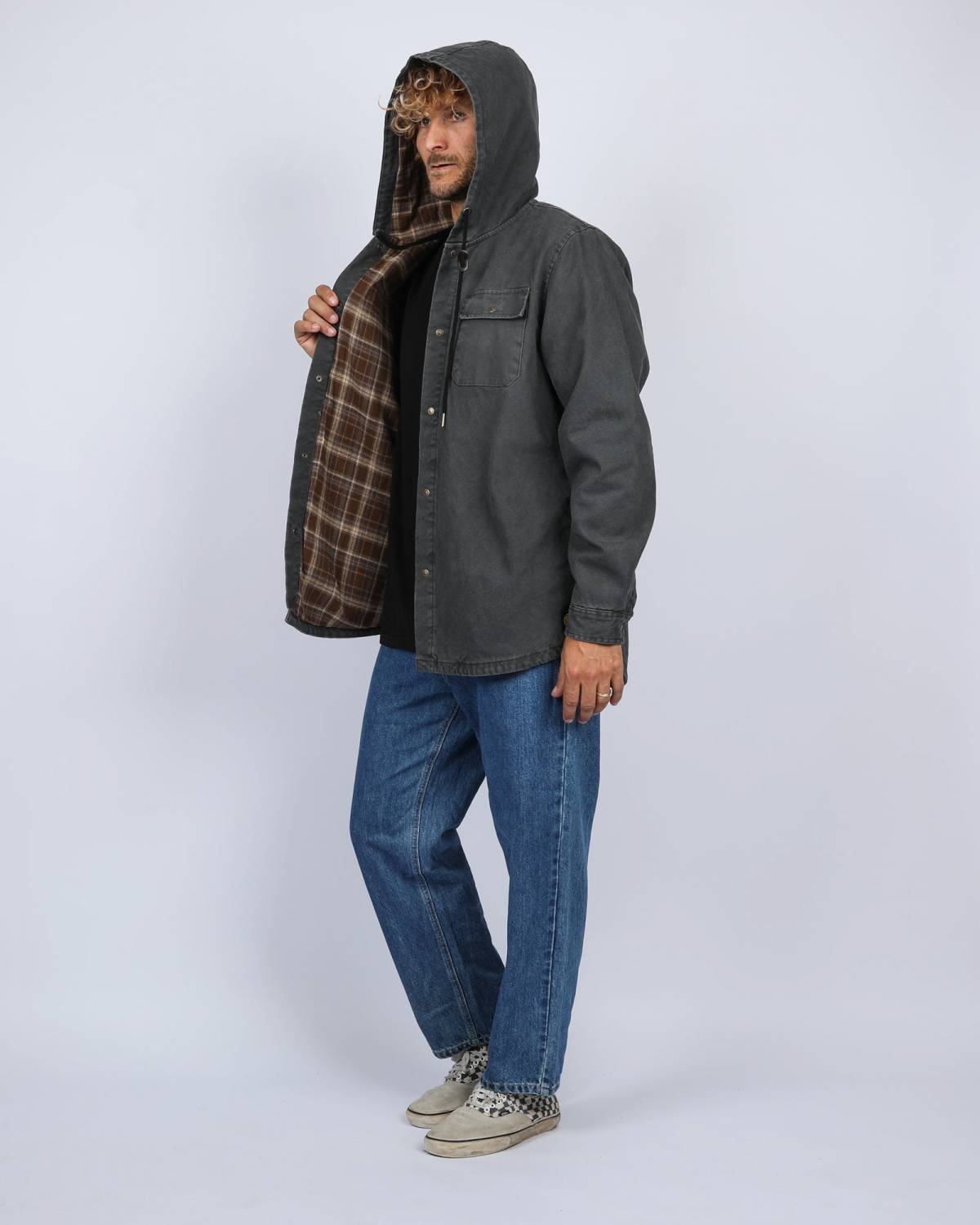 Kauai Hooded Canvas Jacket - Charcoal