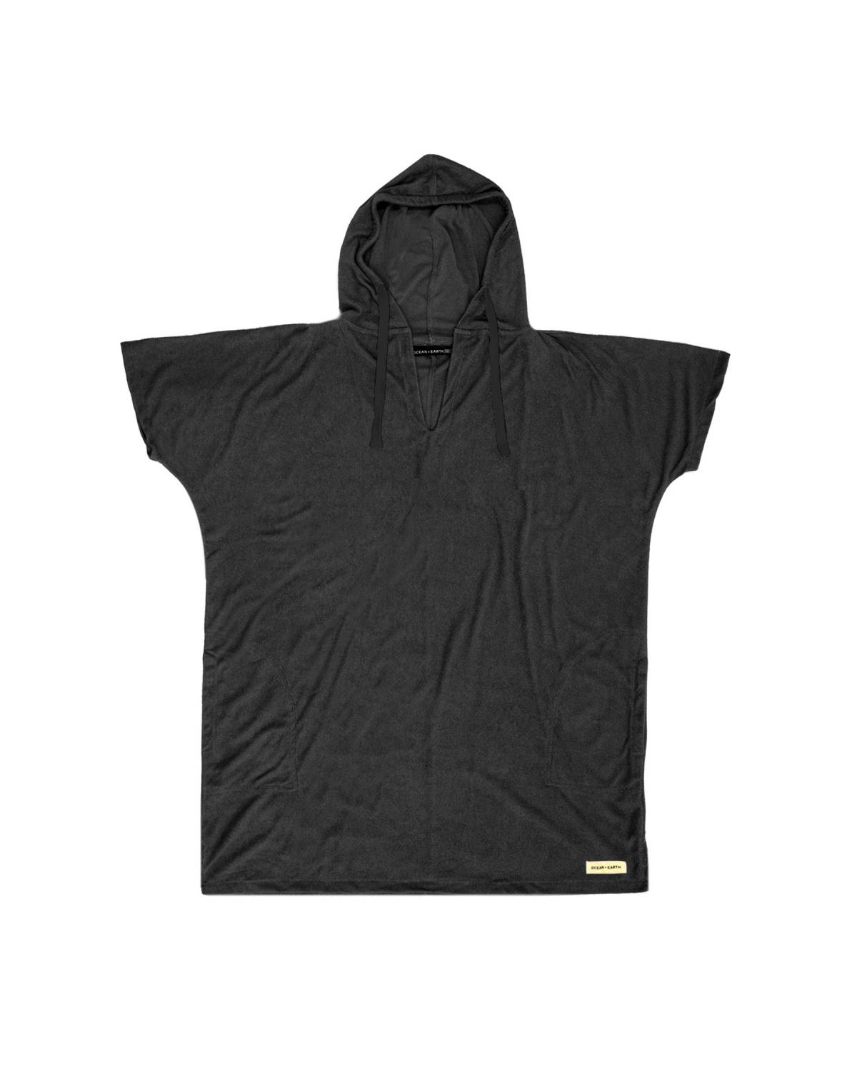 Ladies V Neck Hooded Poncho - Dull Black