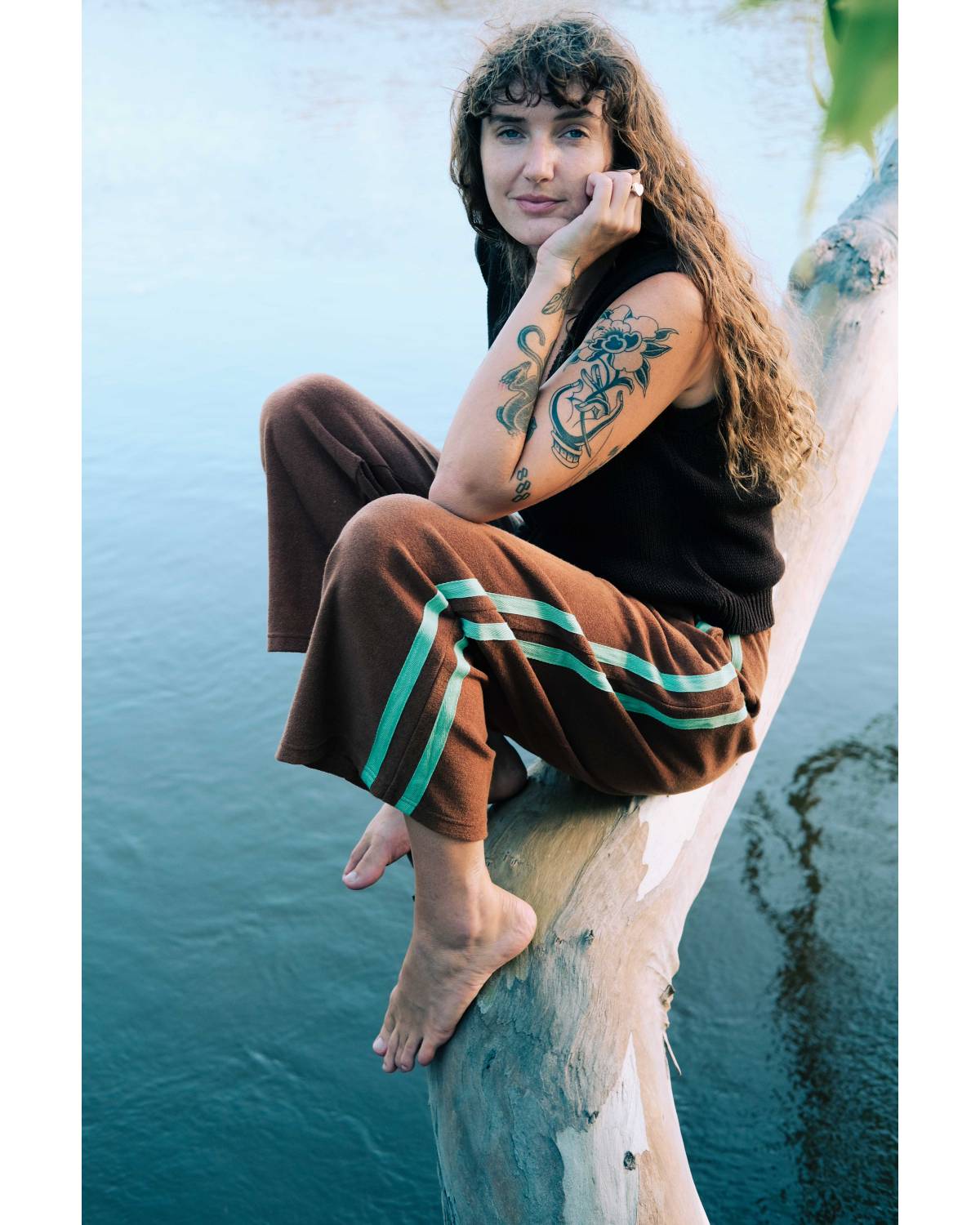 Après Surf Pant Brown with Mint Stripe - Atmosea