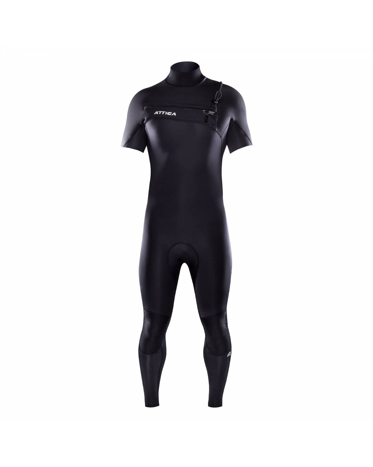 Attica Omega 3/2 Chest Zip S/S Steamer - Black/White front