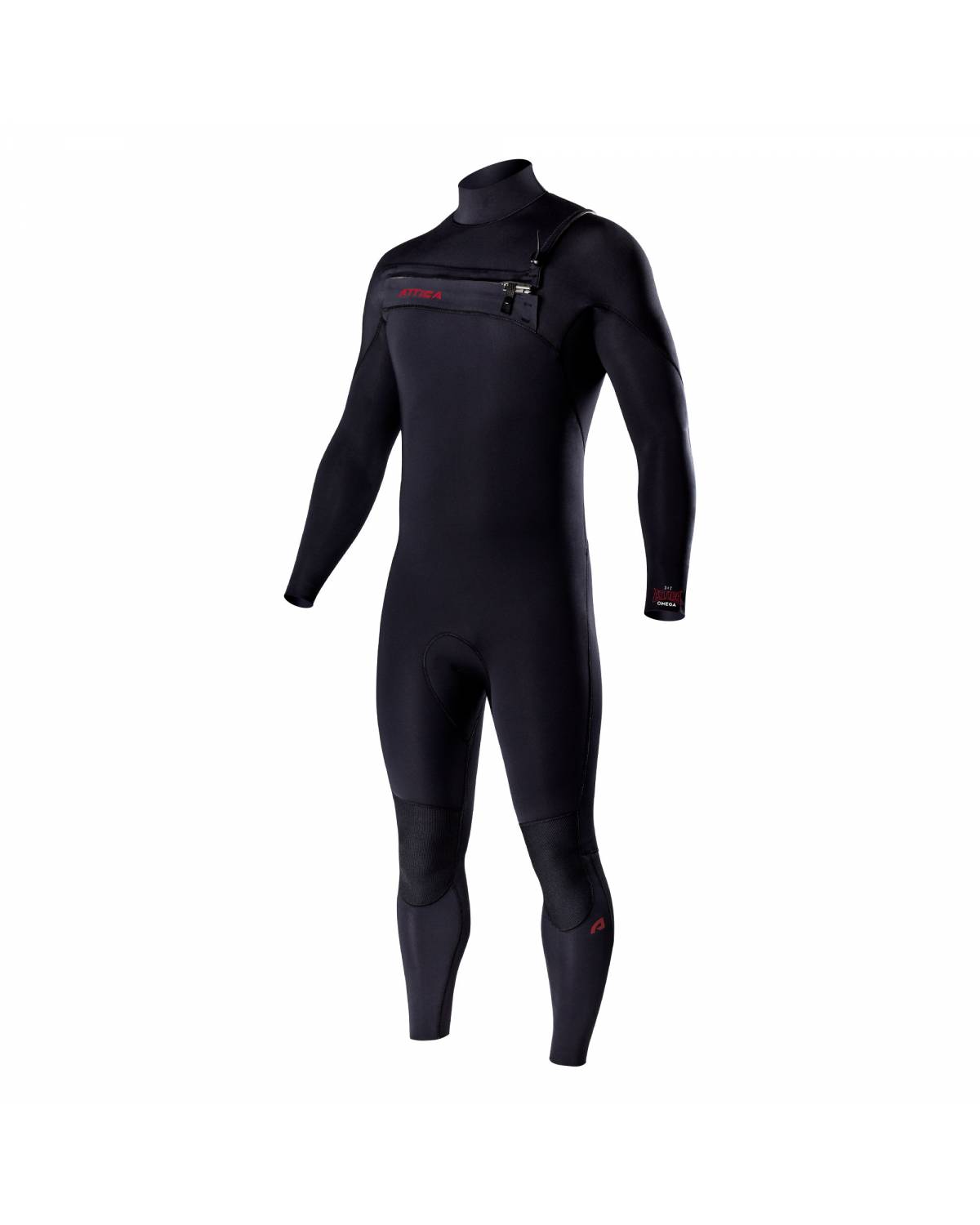 Attica Omega 3/2 Chest Zip Steamer - Black/Red front