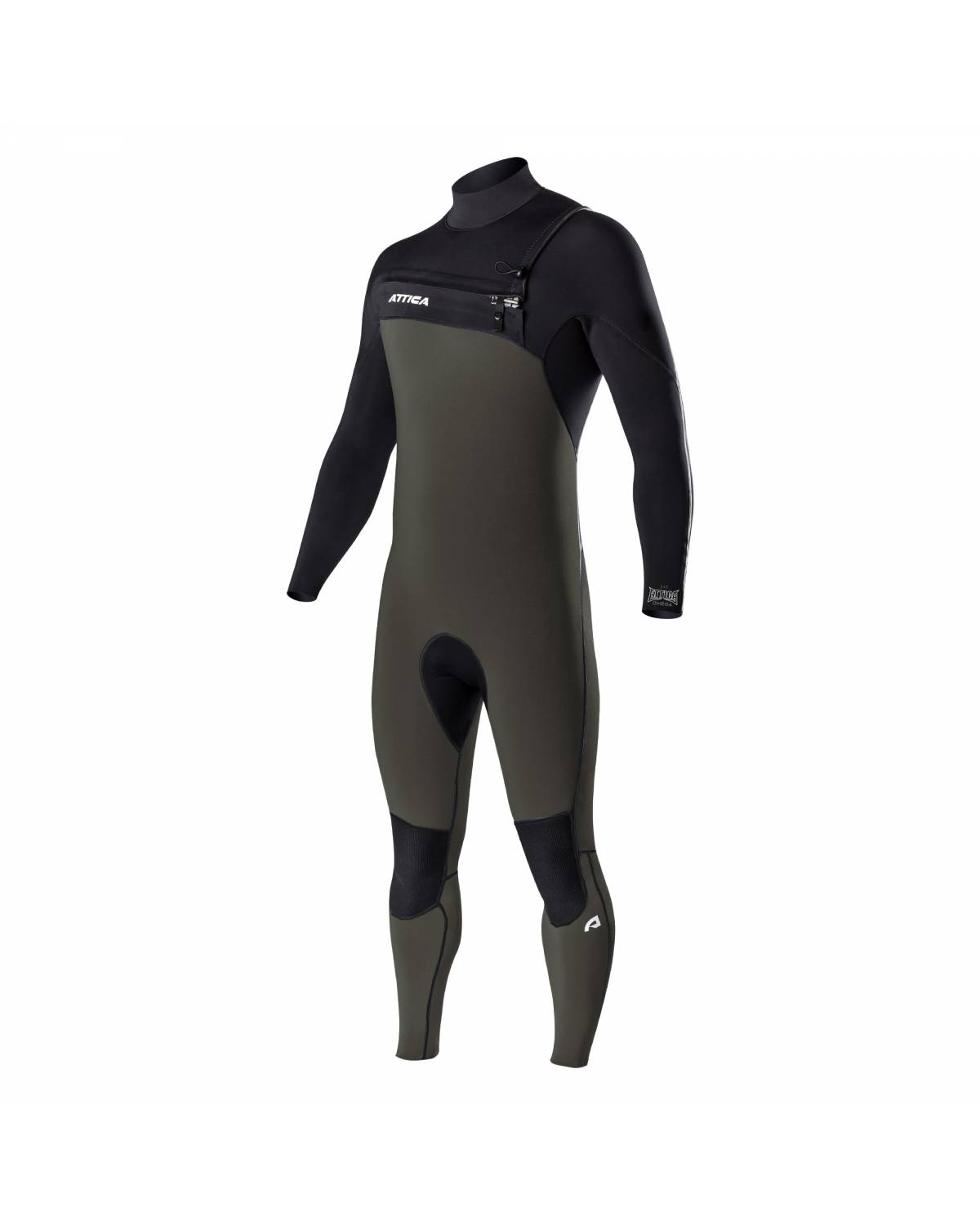 Attica Omega 3/2 Chest Zip Steamer - Dark Olive/Black/White front