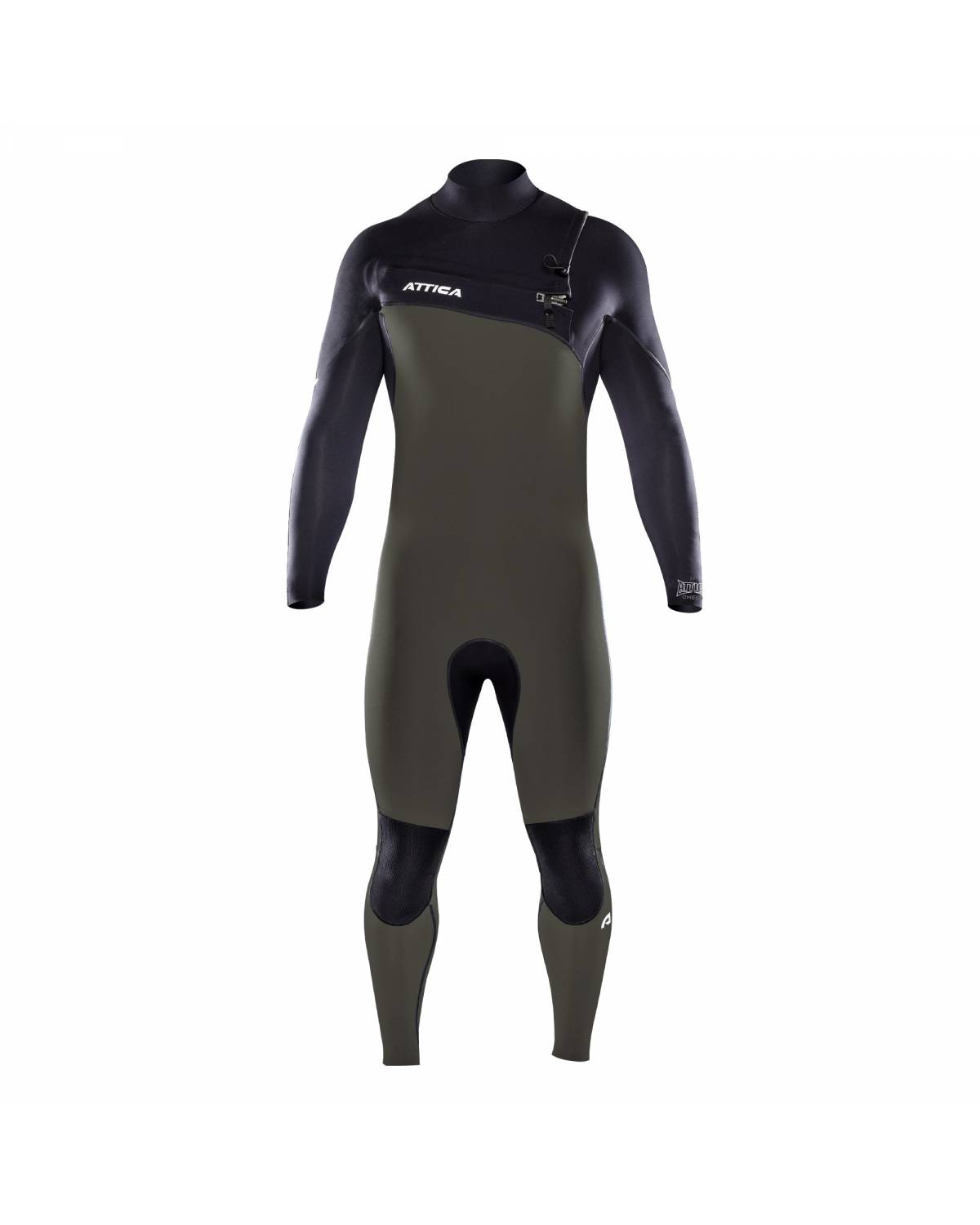 Attica Omega 3/2 Chest Zip Steamer - Dark Olive/Black/White front