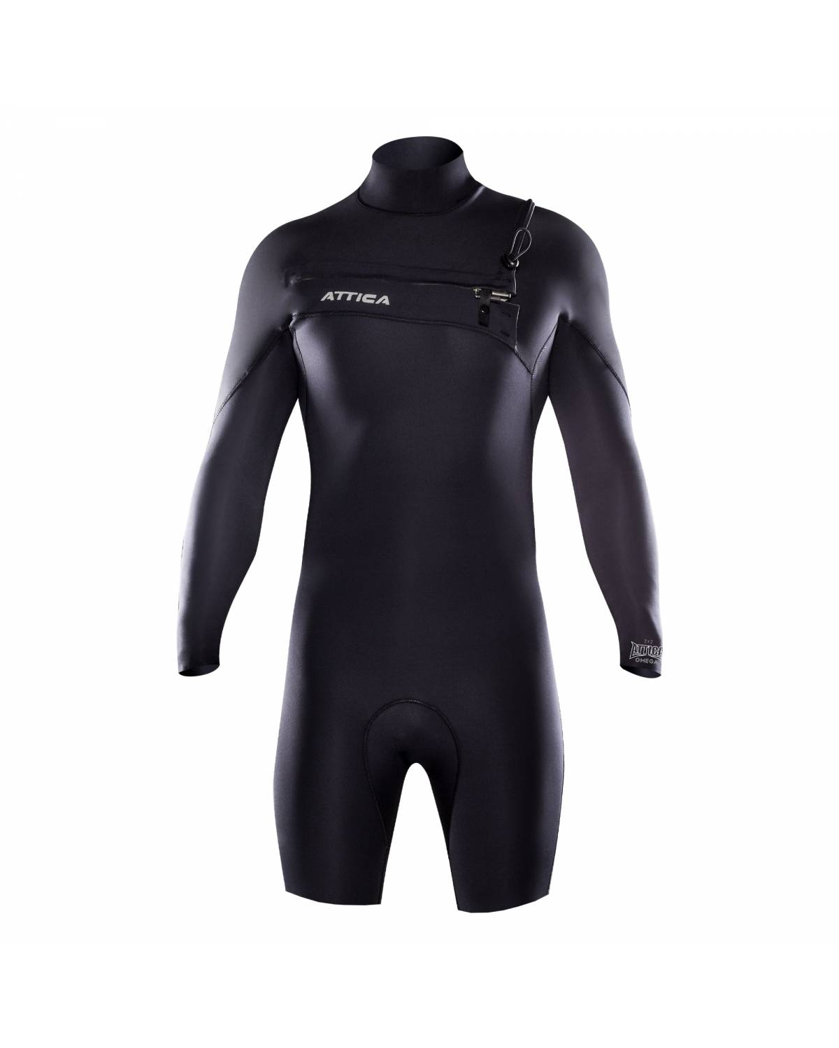 Attica Omega 2/2 L/S Chest Zip Spring Suit - Black/Silver front
