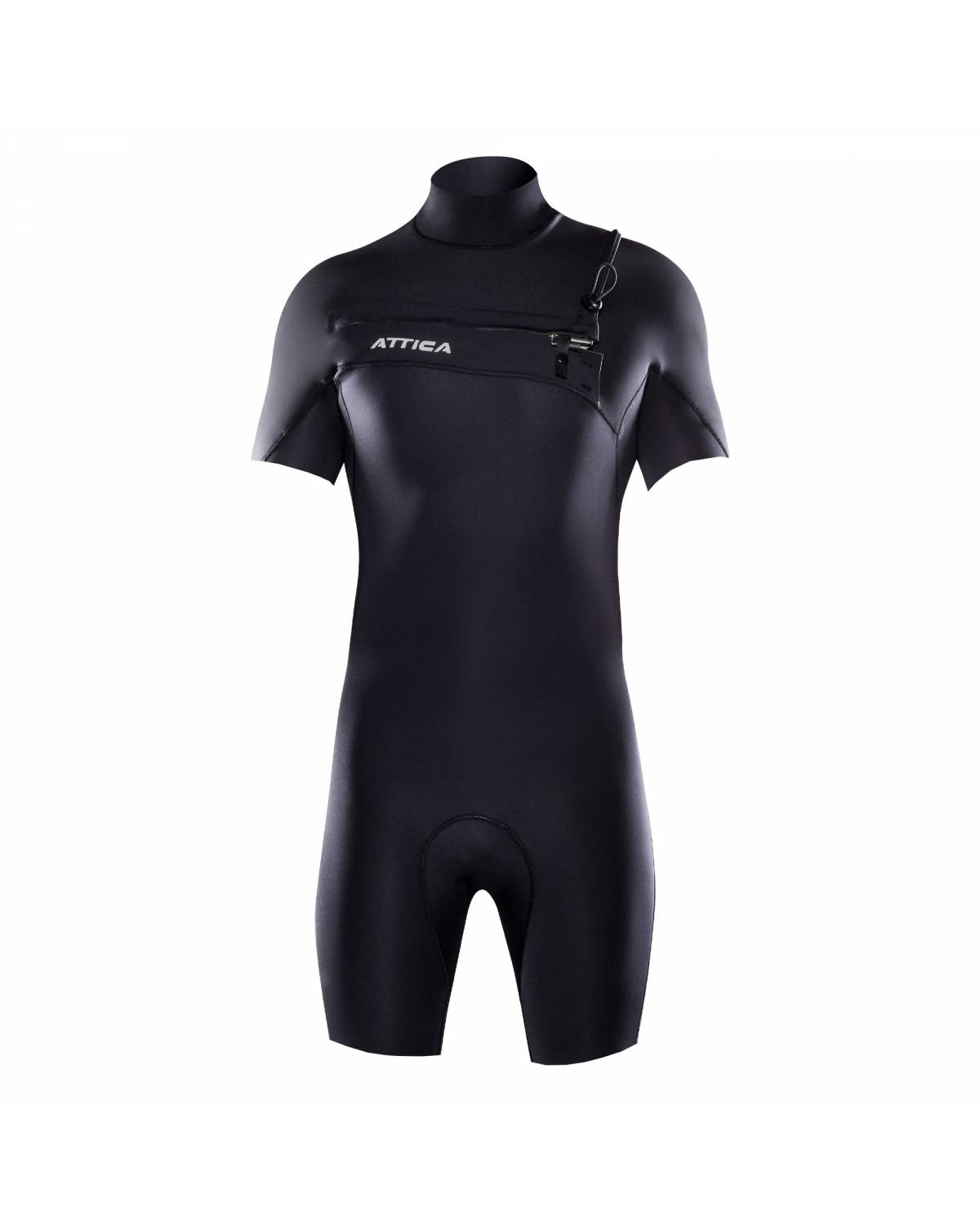 Attica Omega 2/2 S/S Chest Zip Spring Suit - Black/Silver front