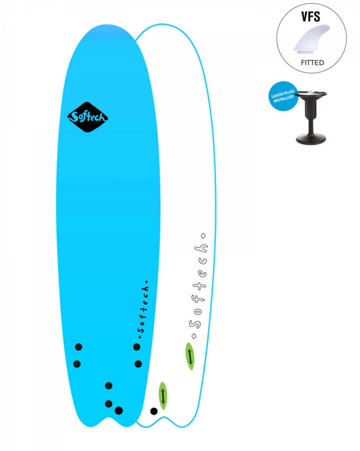 Softech Handshaped 6'6 Blue Learner Surfboard