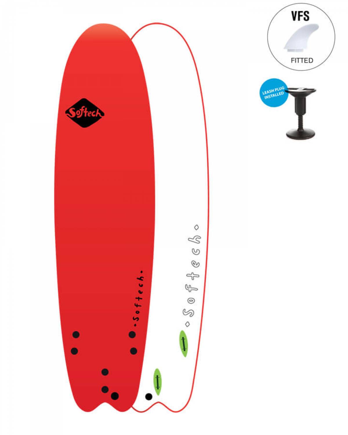Softech Handshaped 6'6 Red Learner Surfboard