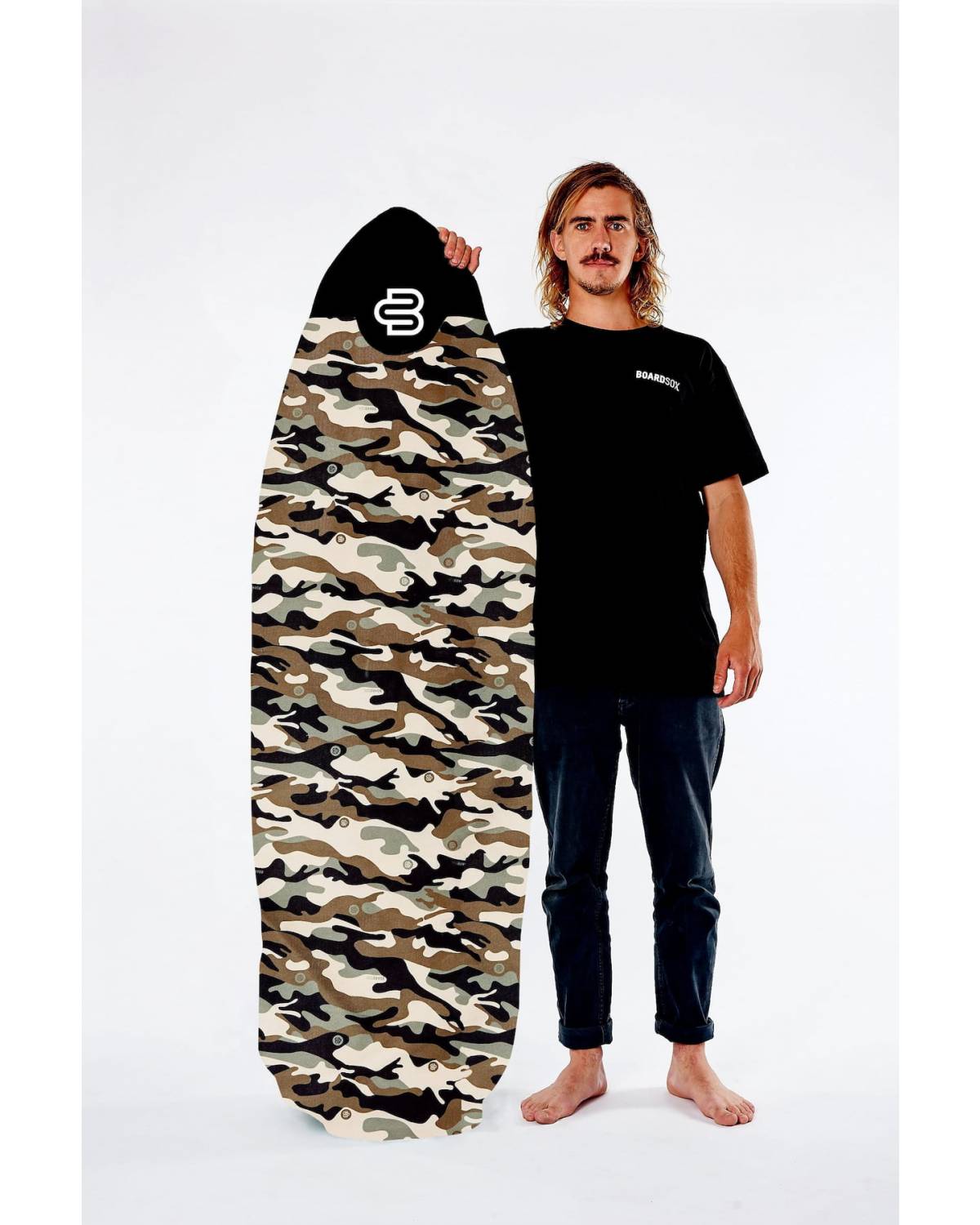 Boardsox Camo Surfboard Cover - Funboard with model