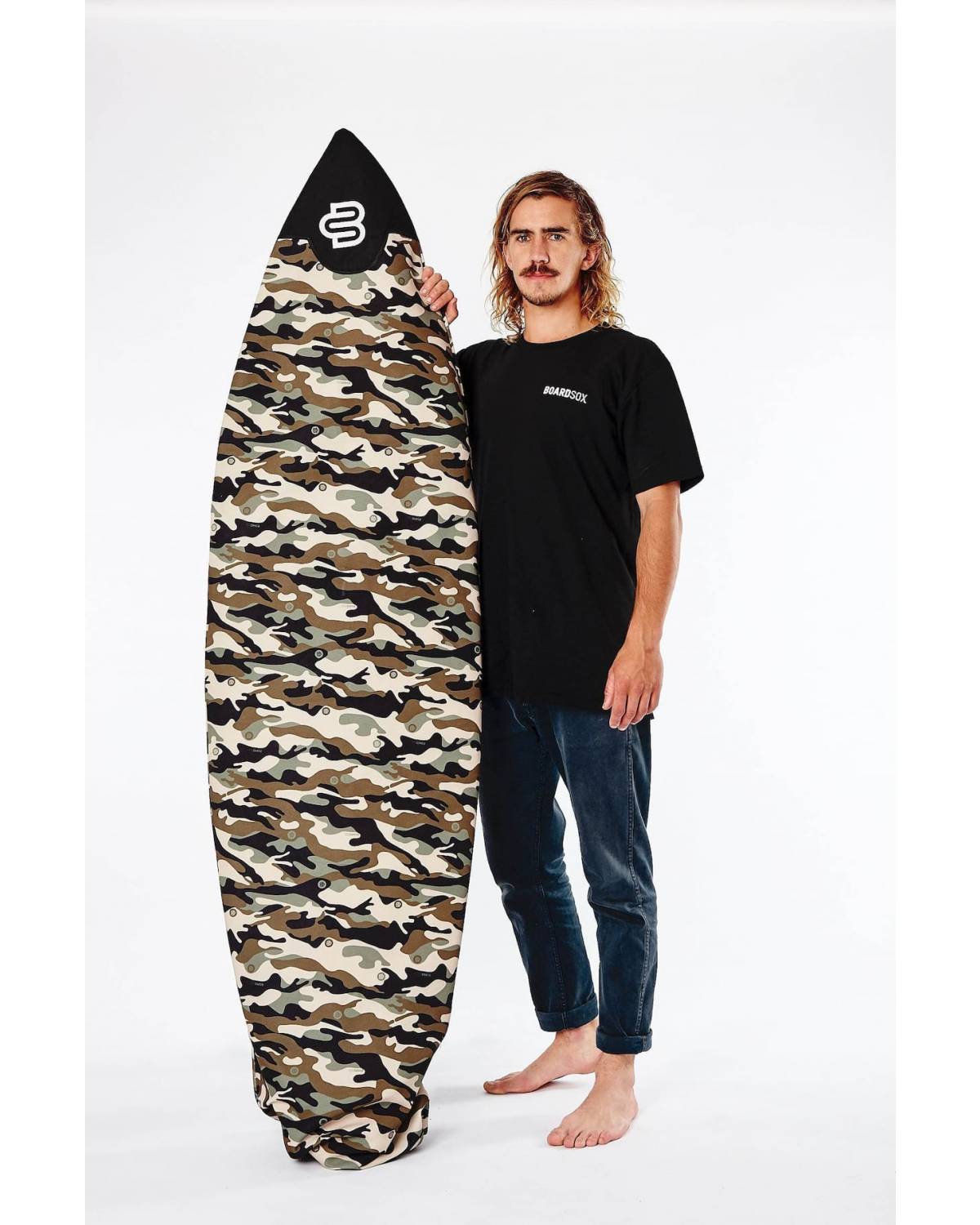 Boardsox Camo Surfboard Cover - Shortboard with model