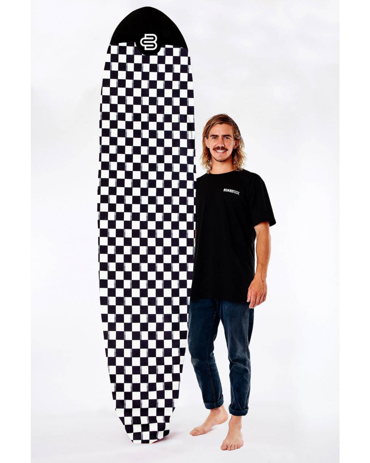 Boardsox Checks Surfboard Cover - Mid/Long with model