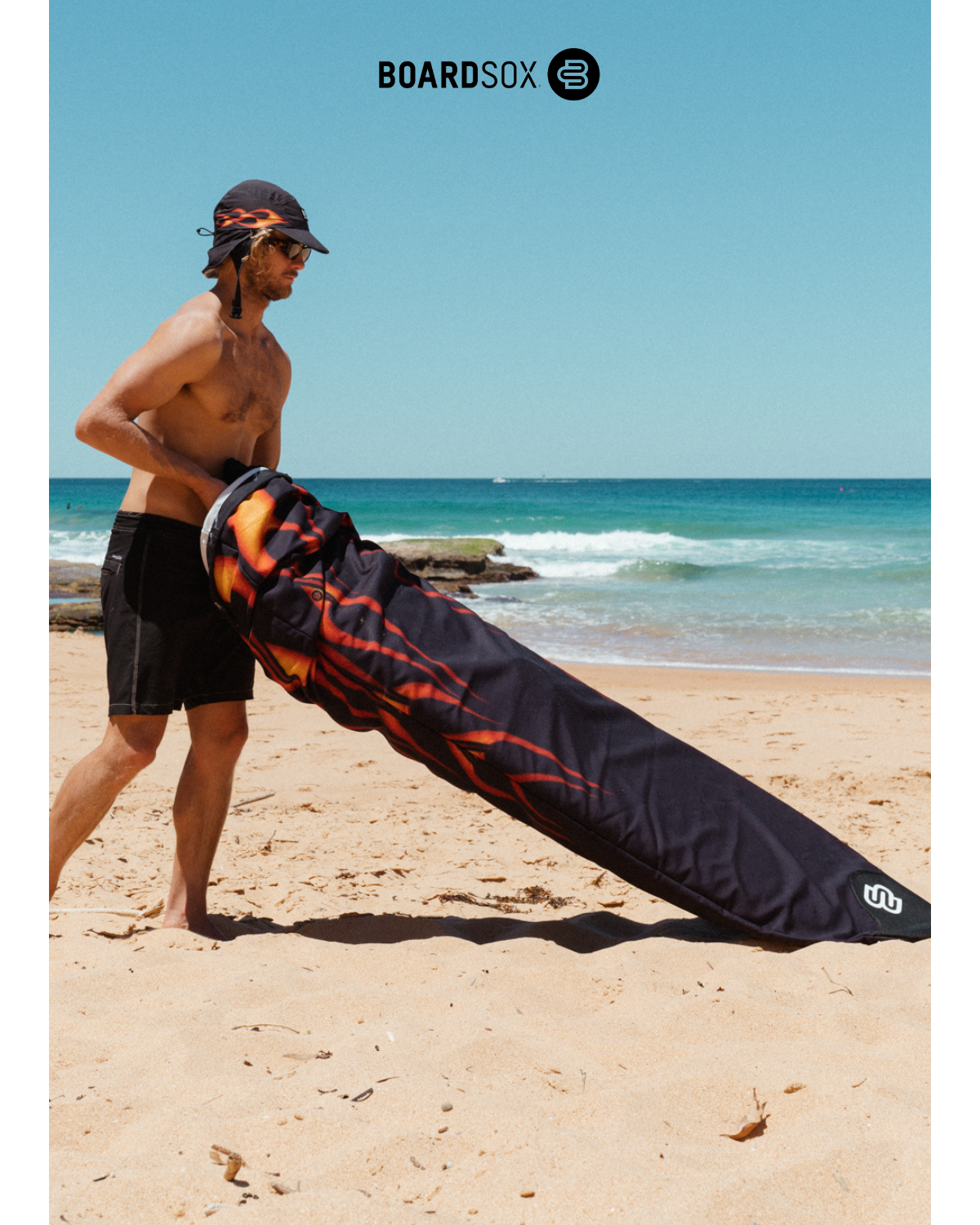 Boardsox Flames Recycled Short Surfboard Cover