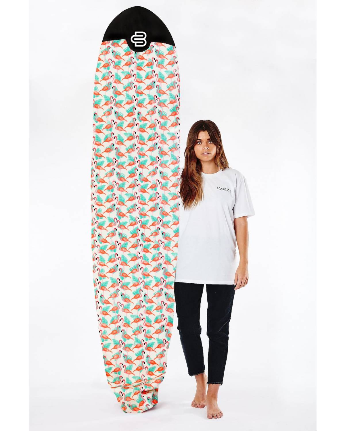 Boardsox Flamingo Surfboard Cover - Mid/Long with model