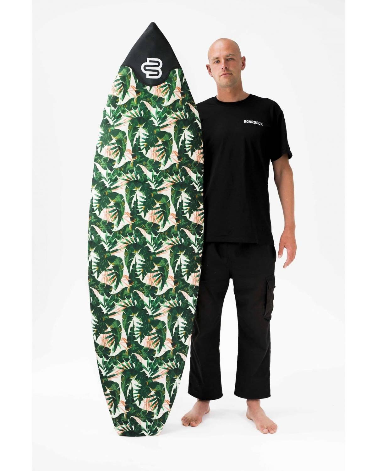 Boardsox Green Leaf Surfboard Cover - Shortboard with model