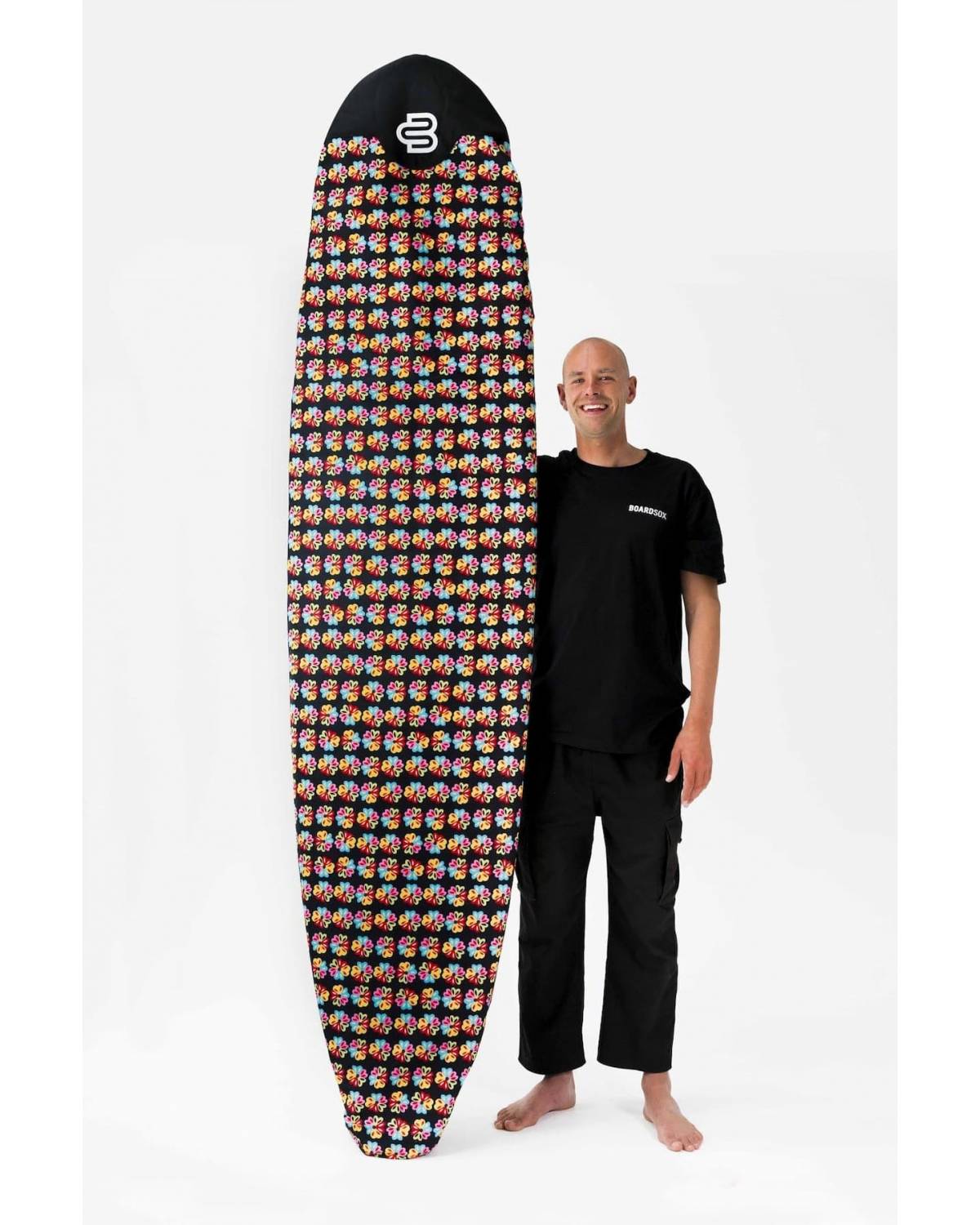 Boardsox Ozzie Wright Alien Love Flower Surfboard Cover - Mid/Long  with model