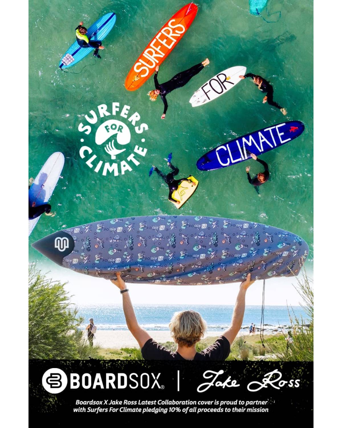 Boardsox The Skeletor Surfboard Cover - Shortboard with model at beach