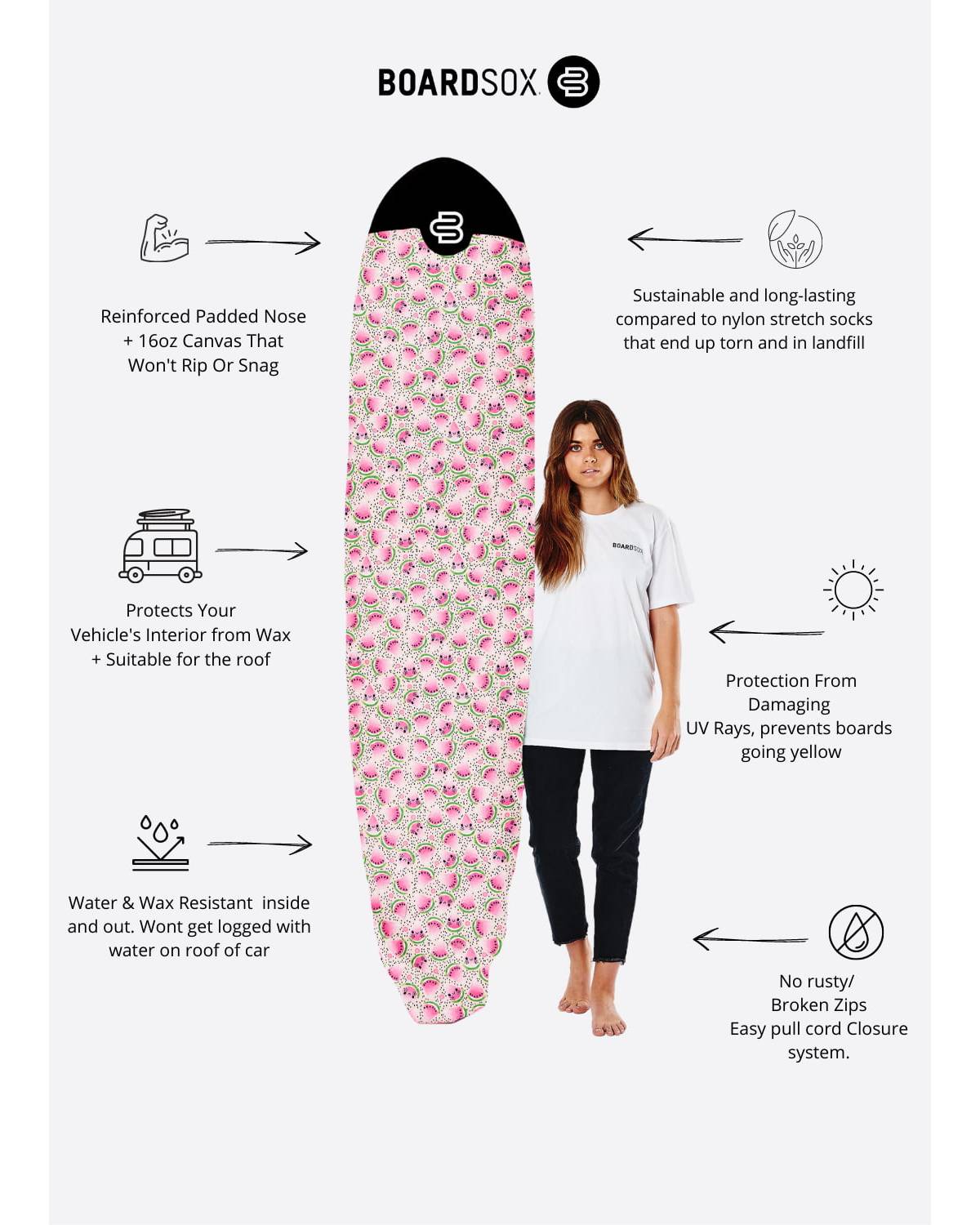 Boardsox Watermelon Surfboard Cover - Mid/Long features