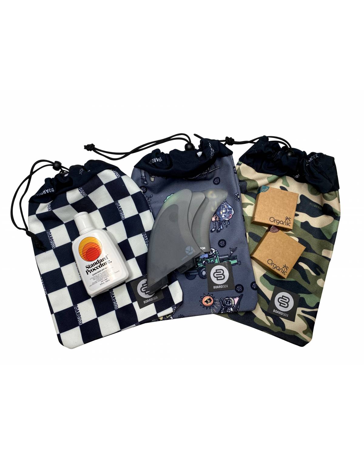 Boardsox Wax/Fin Bag with products