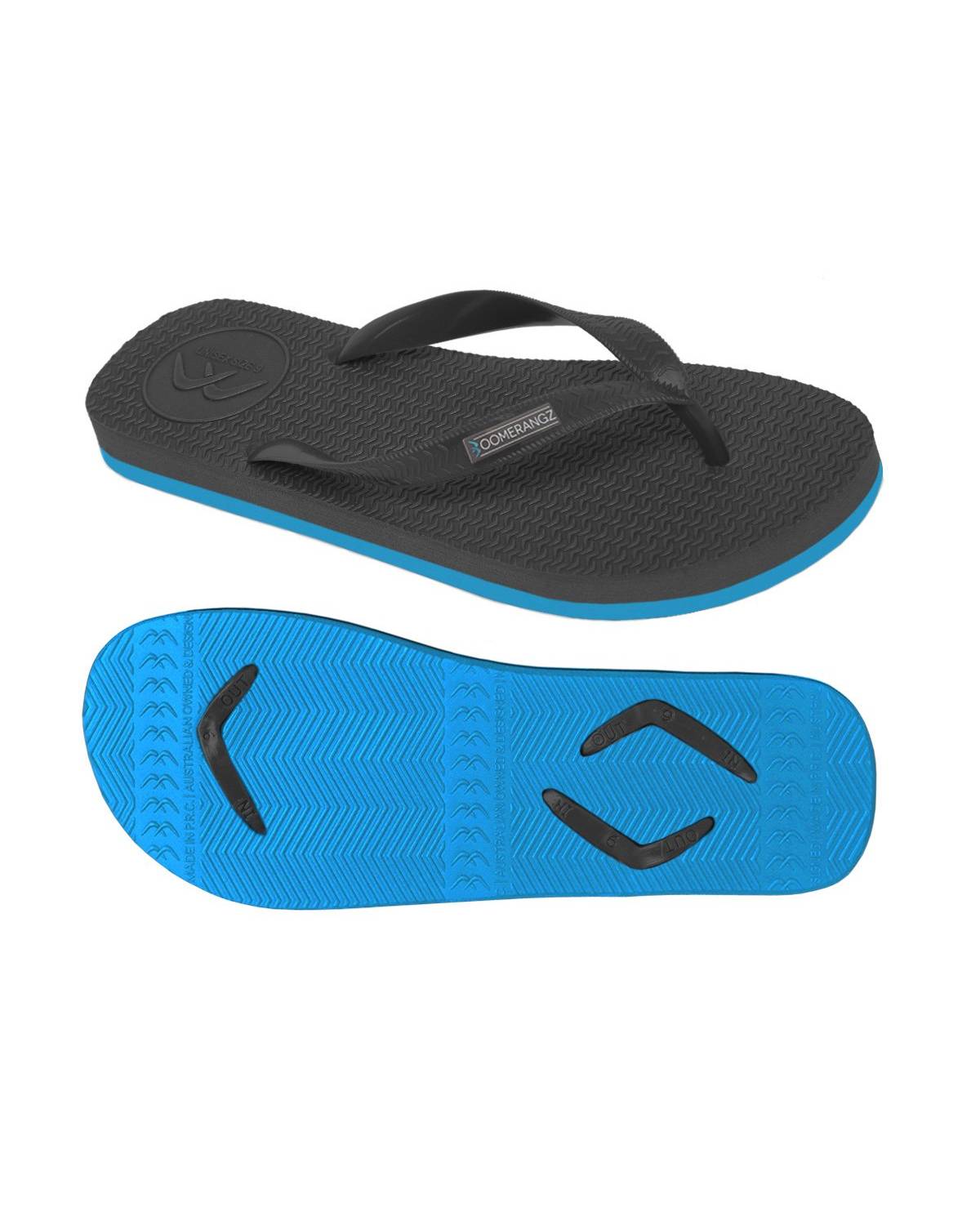 Boomerangz Men's Black/Blue Thongs 1