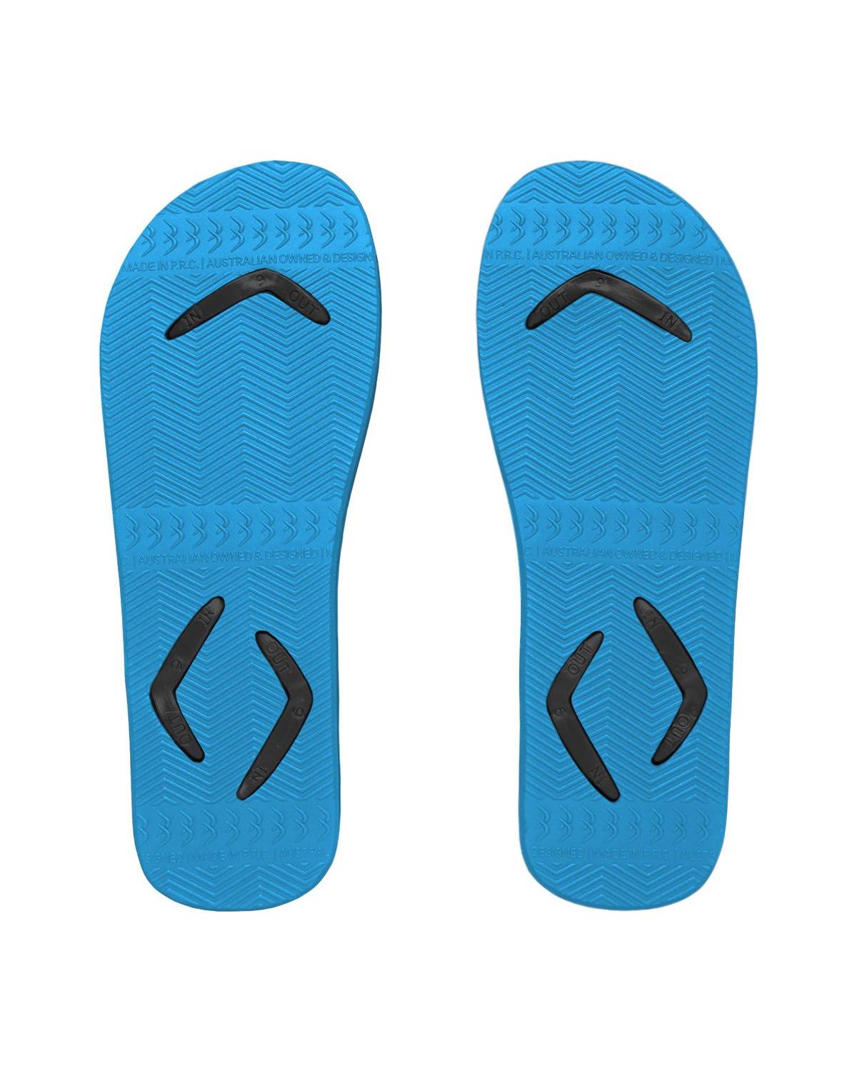 Boomerangz Men's Black/Blue Thongs bottom