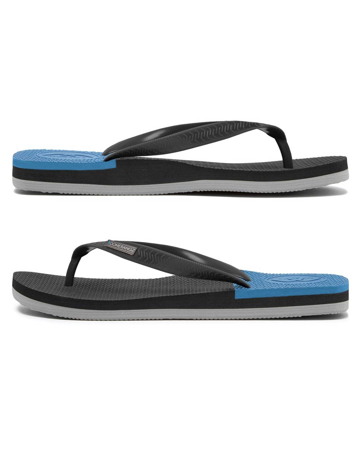 Boomerangz Men's Black/Gray/Blue Thongs side