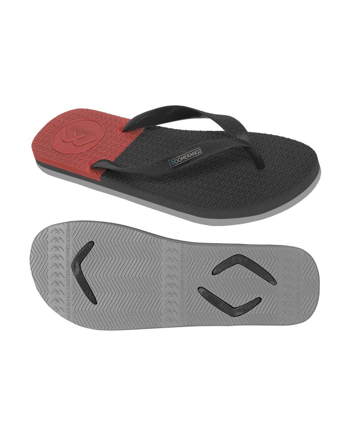 Boomerangz Men's Black/Grey/Red Thongs