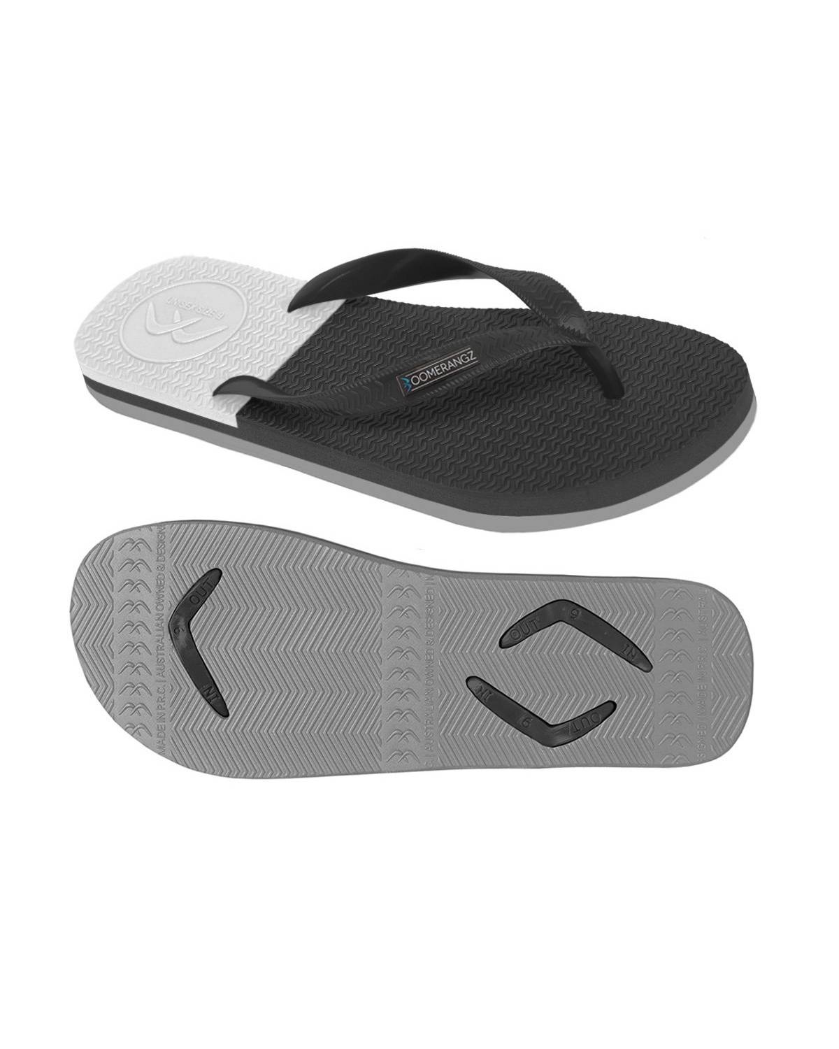 Boomerangz Men's Black/Grey/White Thongs 1