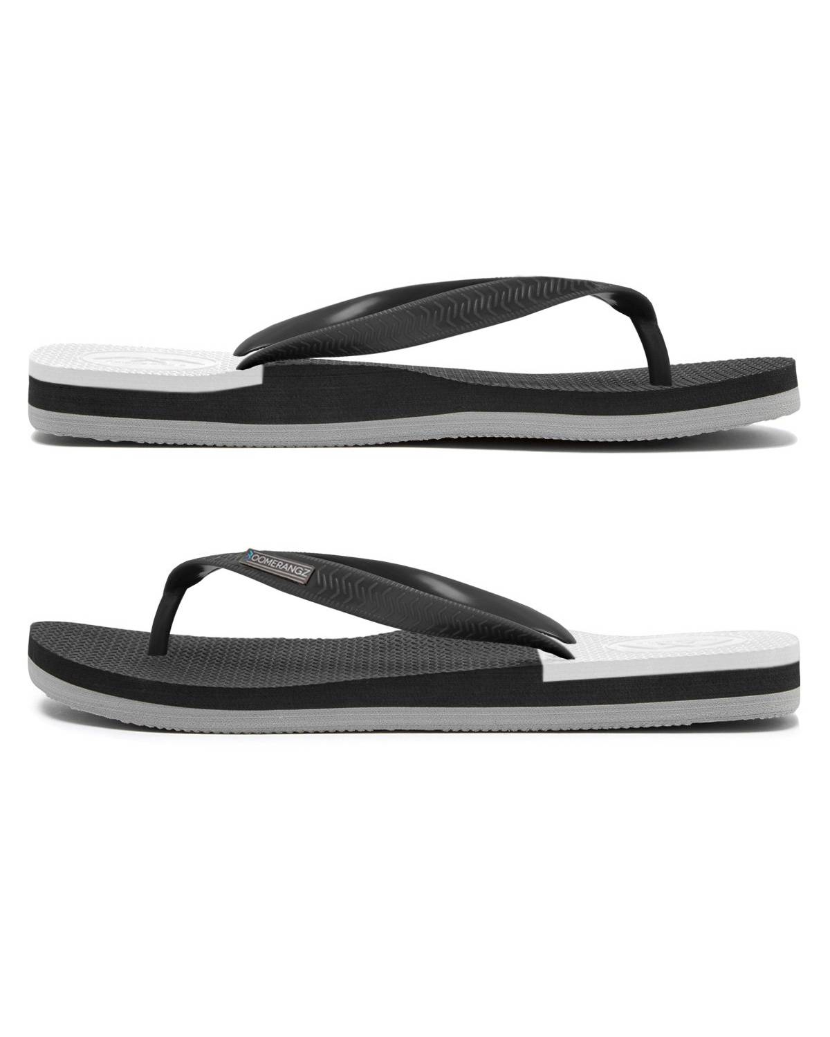 Boomerangz Men's Black/Grey/White Thongs side