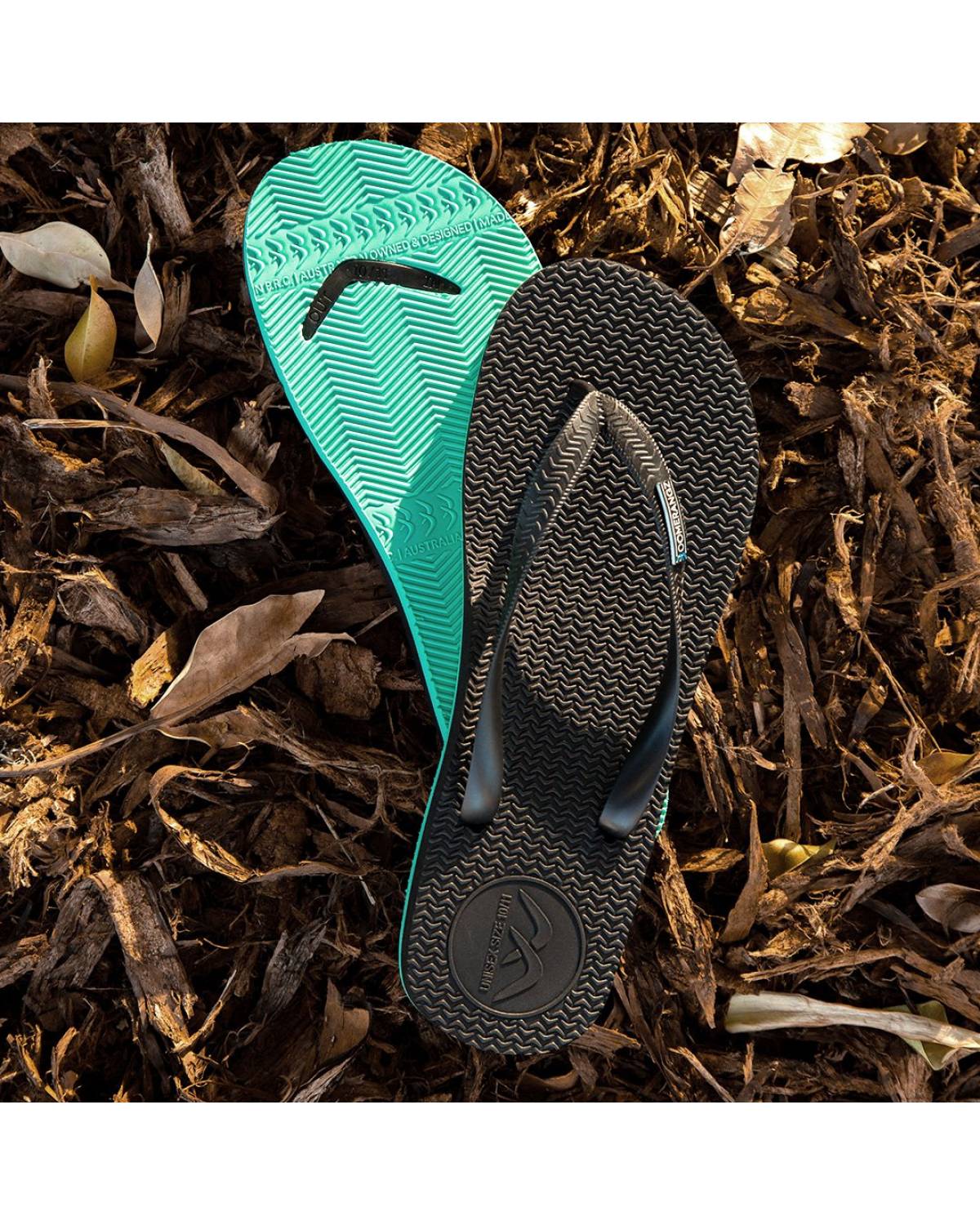 Boomerangz Men's Black/Teal Thongs 2