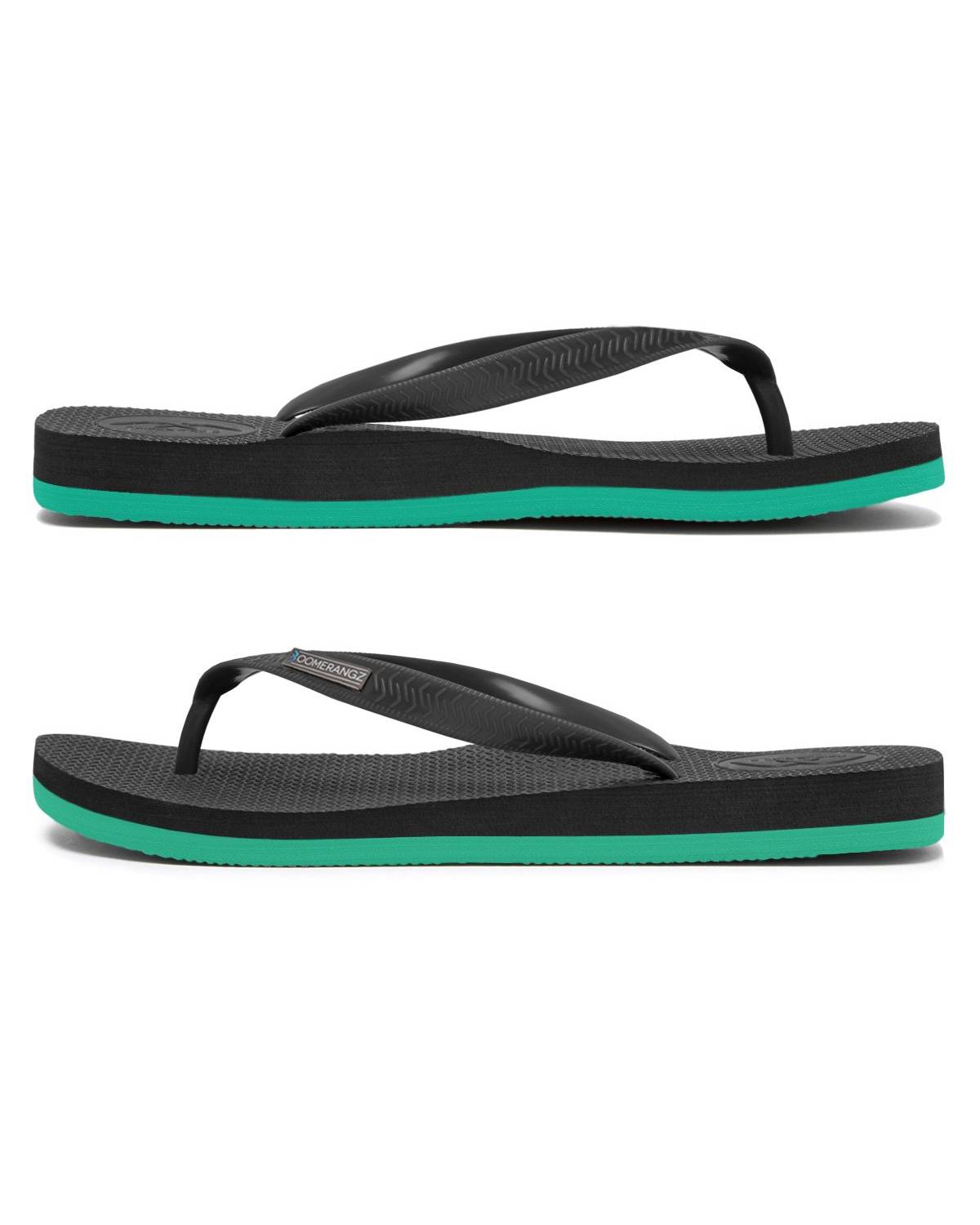 Boomerangz Men's Black/Teal Thongs side