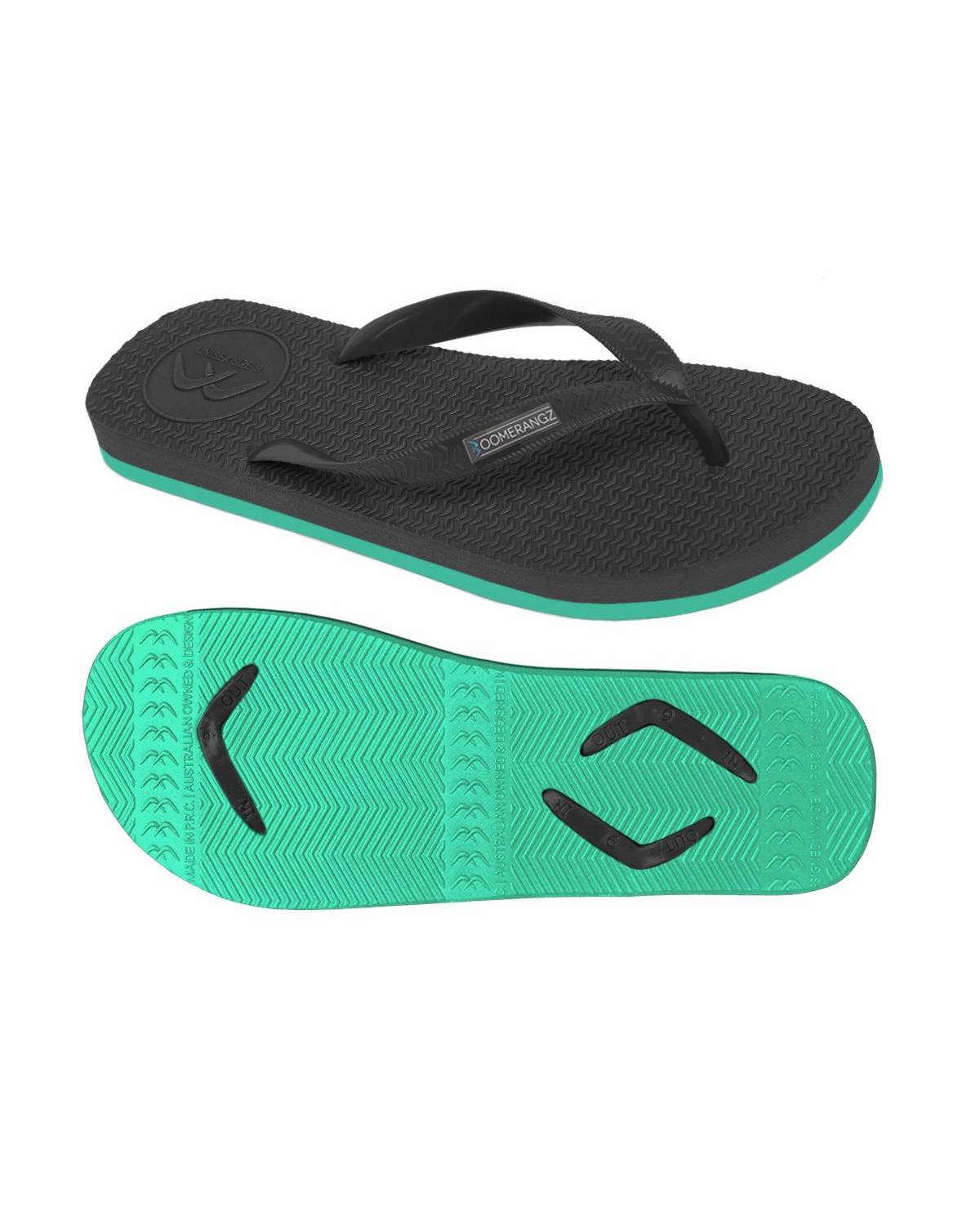 Boomerangz Men's Black/Teal Thongs