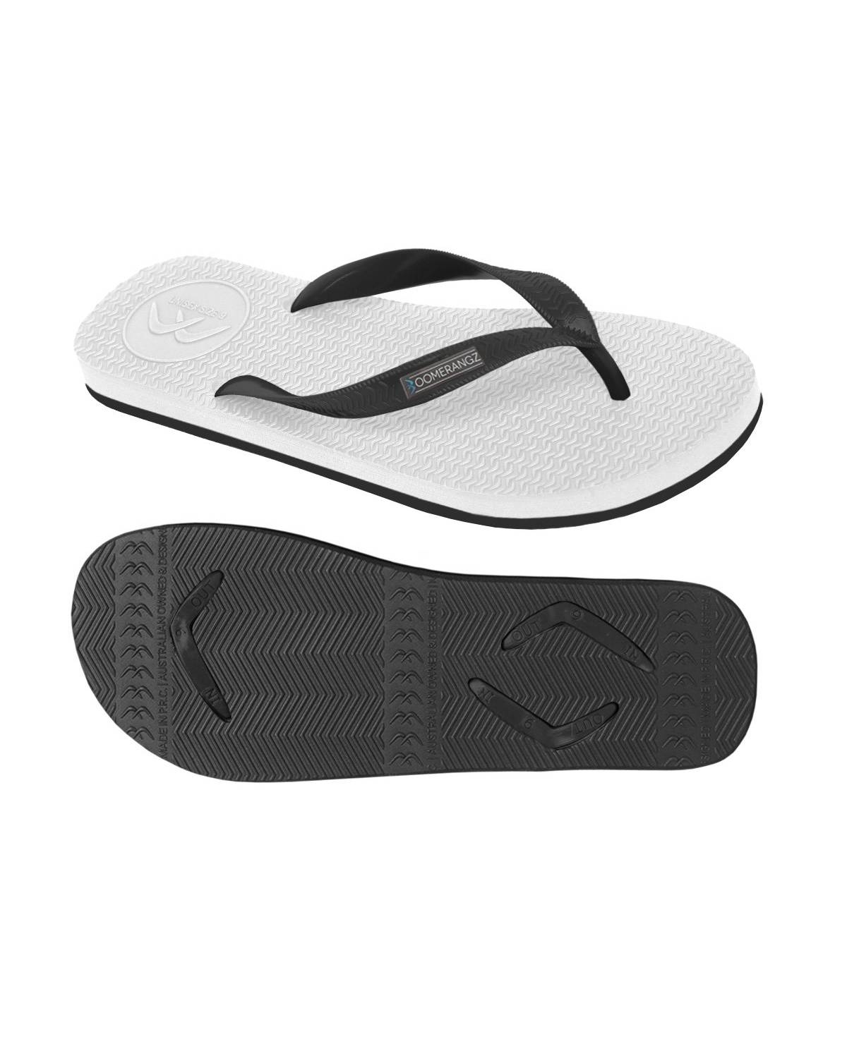 Boomerangz Men's White/Black Thongs 