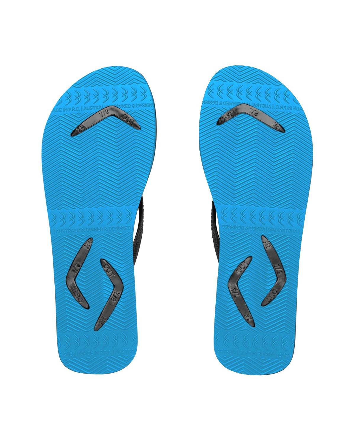 Boomerangz Women's Black/Blue Thongs bottom