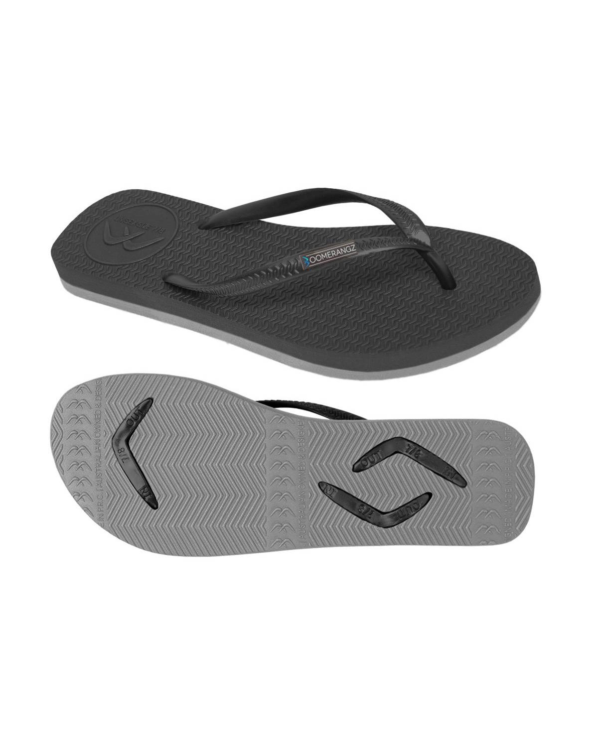 Boomerangz Women's Black/Gray Thongs