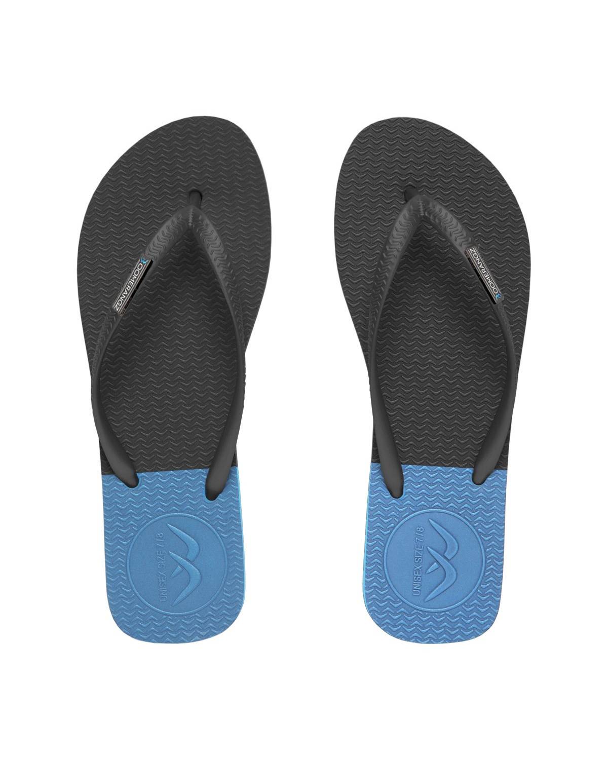 Boomerangz Women's Black/Grey/Blue Thongs top