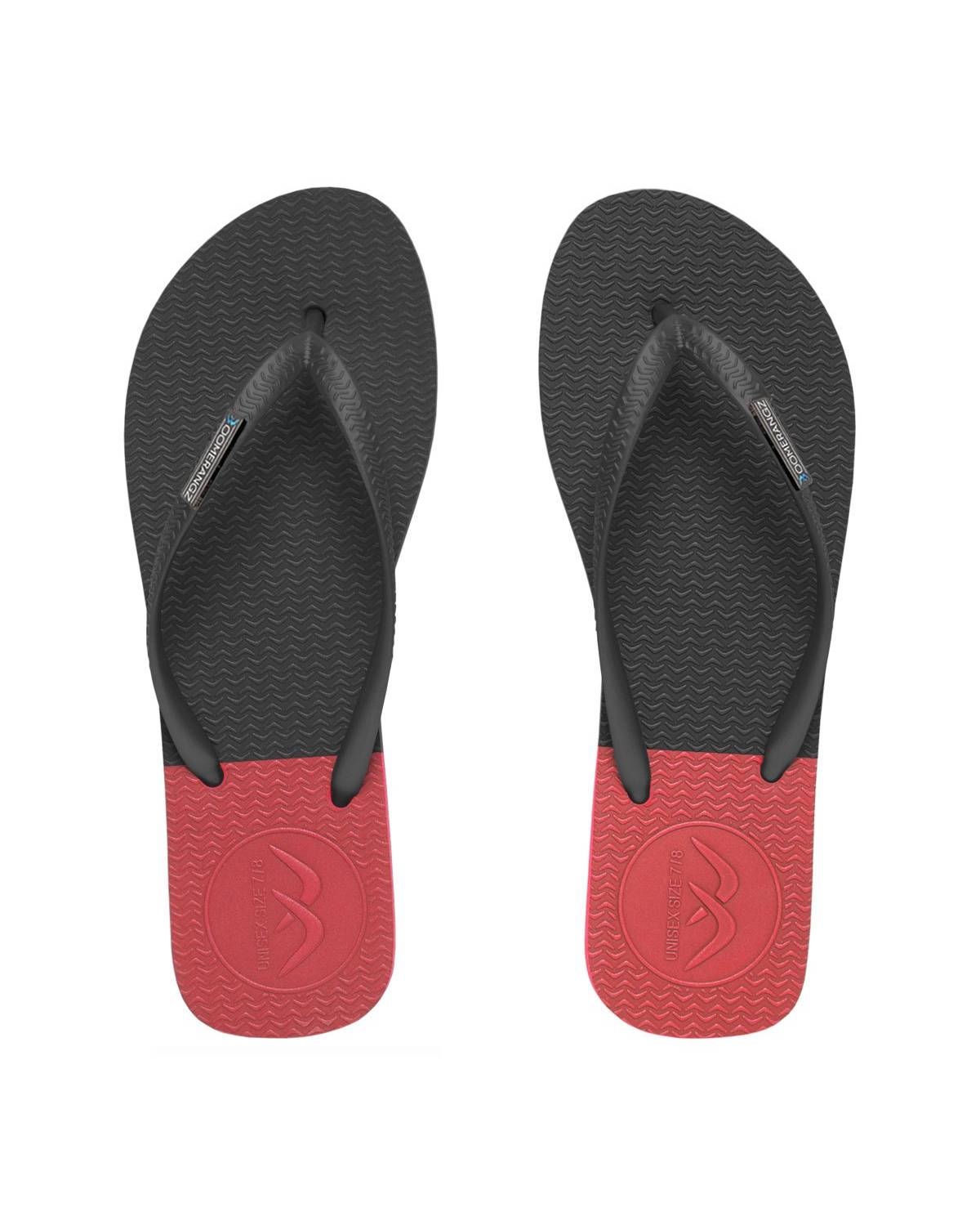 Boomerangz Women's Black/Grey/Red Thongs top
